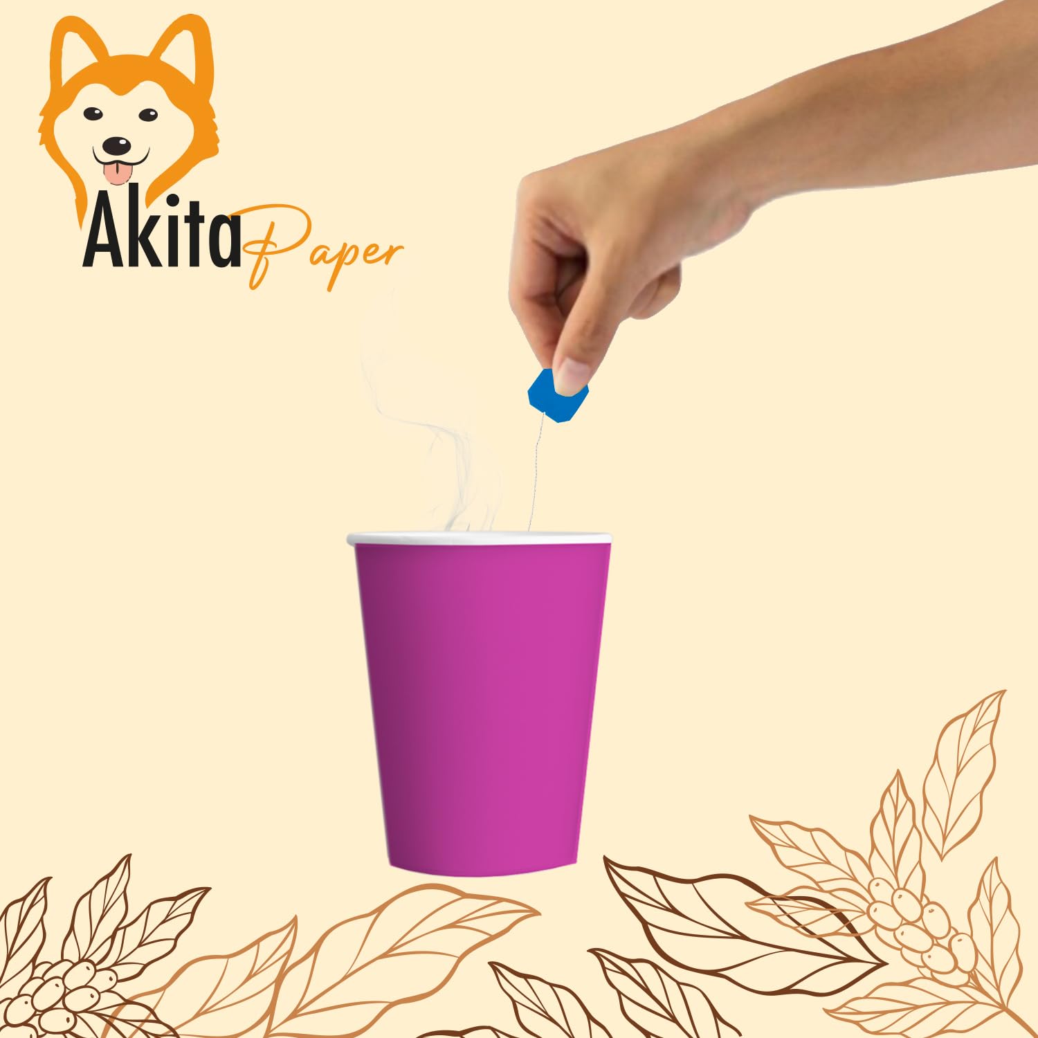 Akitaink bicchieri carta 200ml bianchi 1000 pezzi compostabili