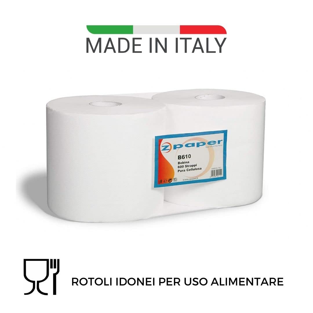 Zpaper B610 bobina industriale pura cellulosa 2 rotoli 600 strappi
