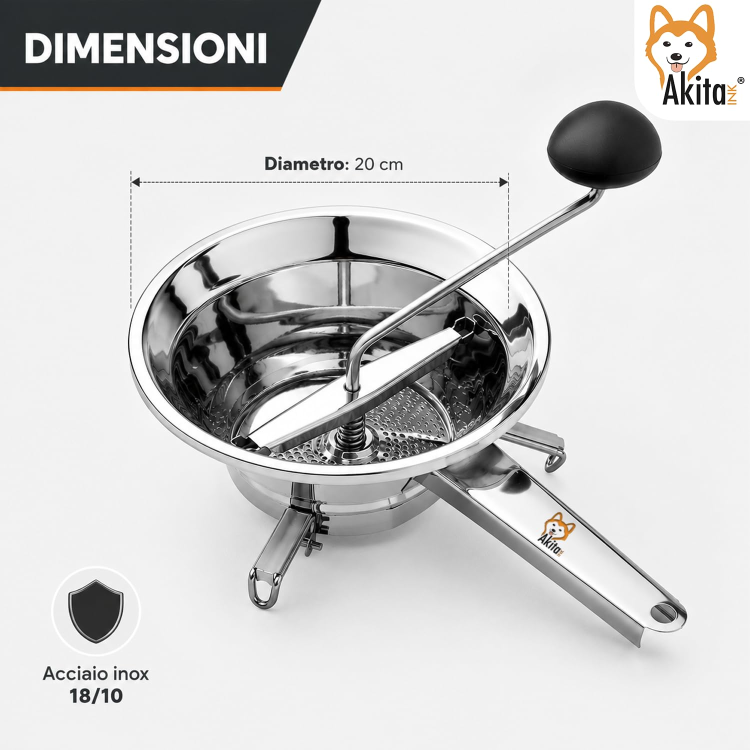 Akitaink Passatutto Acciaio Inox 20 cm 3 Filtri
