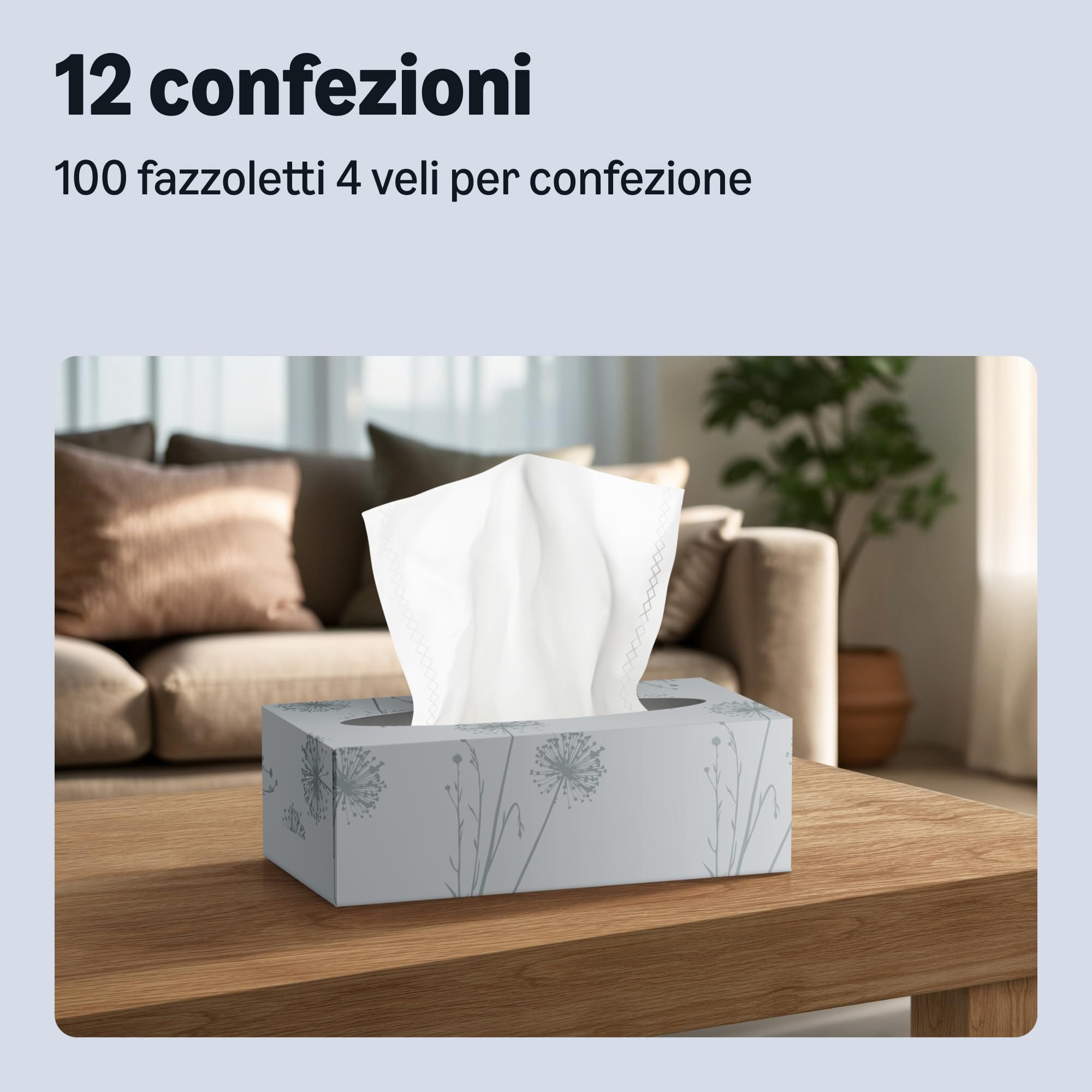 by Amazon Fazzoletti Viso 4 veli 12x100 fogli morbidi