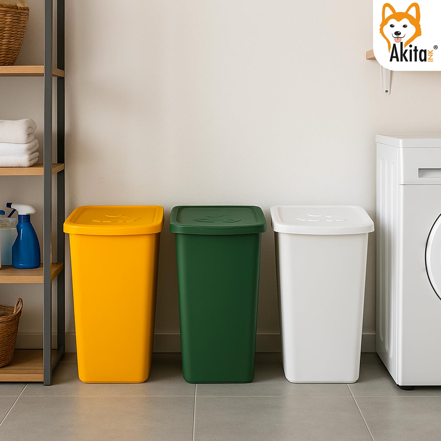 Akitaink Akipatu2 set 3 pattumiere 50L differenziata