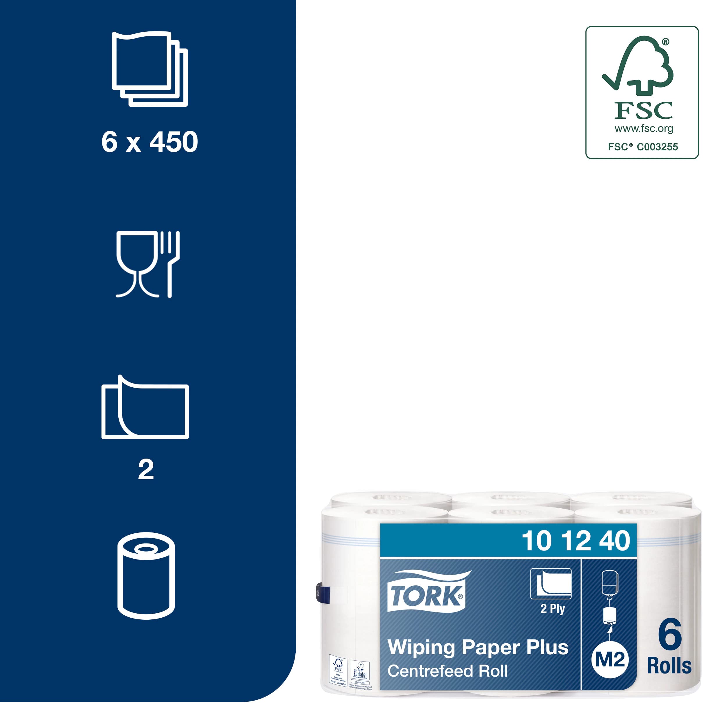 Tork Plus carta asciugatura 6 rotoli 450 fogli assorbente