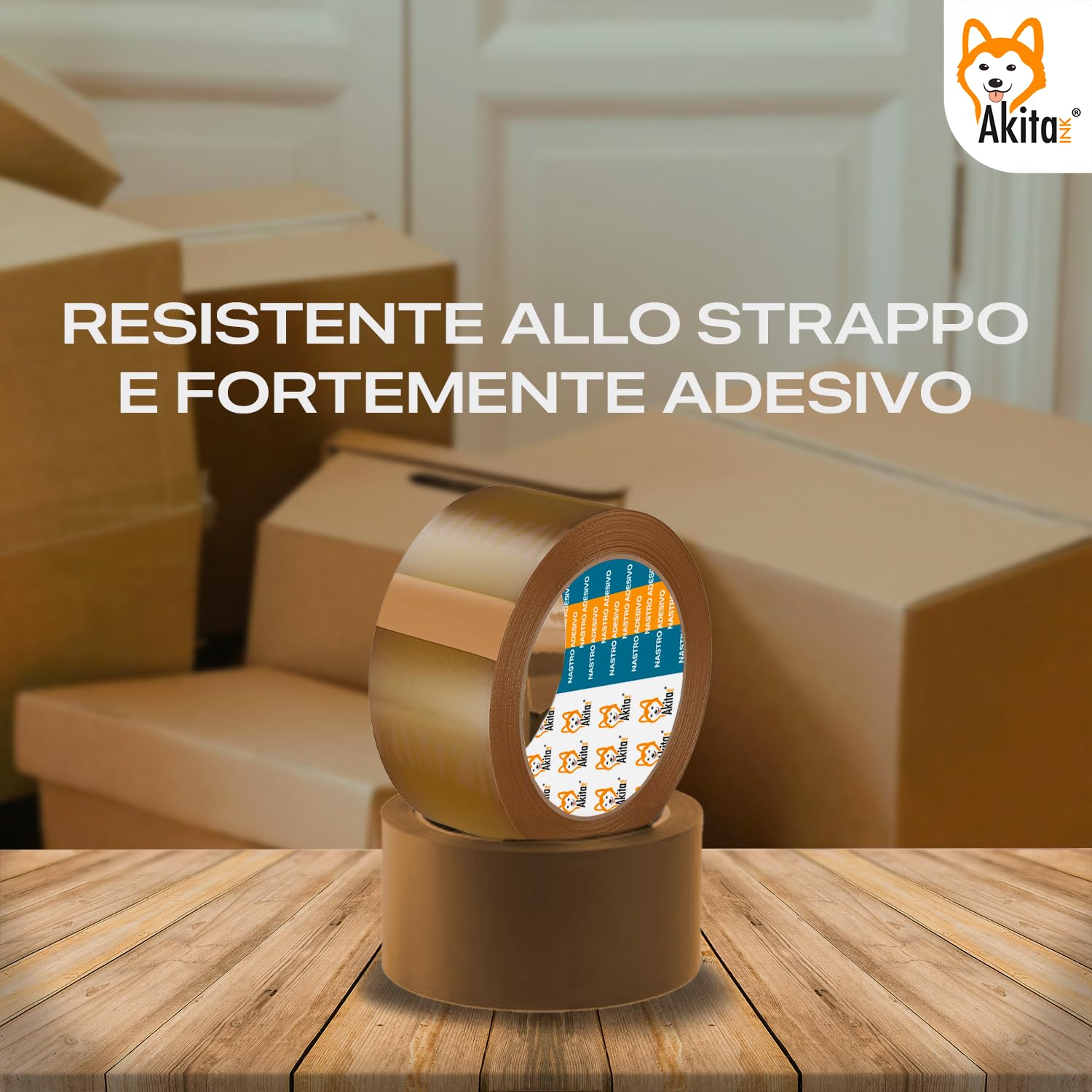 Akitaink nastro adesivo avana 6 rotoli 50mm x 66m