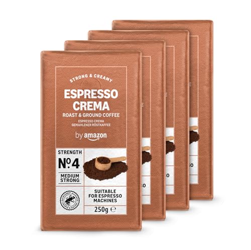 by Amazon Espresso Crema caffè macinato 4x250g tostatura chiara