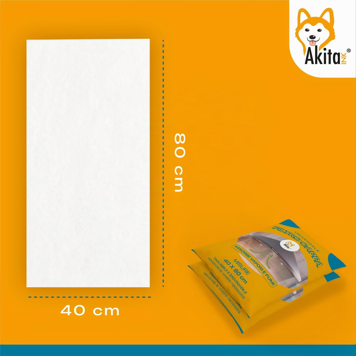 Akitaink filtro cappa cucina ritagliabile 40x80 cm 2 pezzi