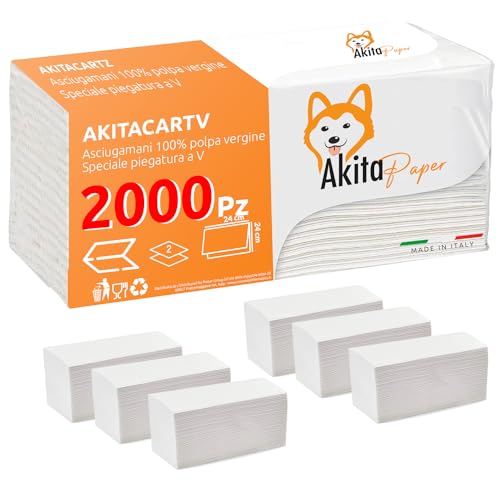 Akitaink asciugamani carta piegati 2 veli 2000 pezzi assorbenti
