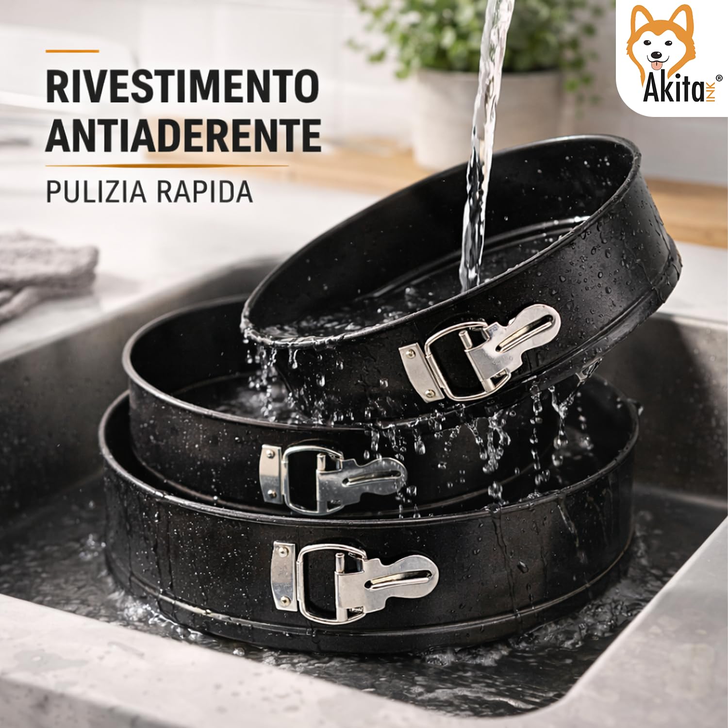 Akitaink Tortiera a cerniera antiaderente 18 cm per cheesecake