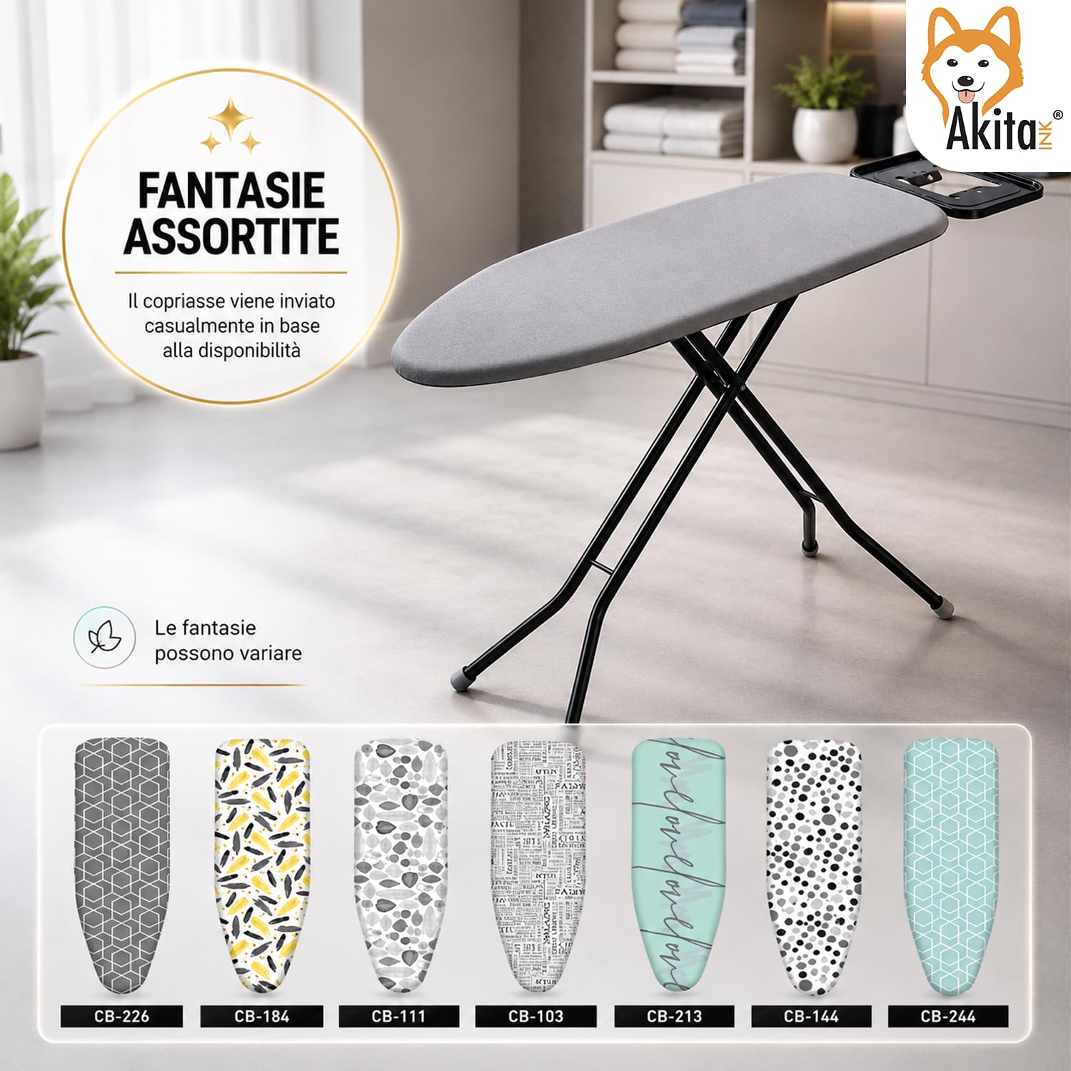 Akitaink Brava 33x110 asse da stiro acciaio cotone