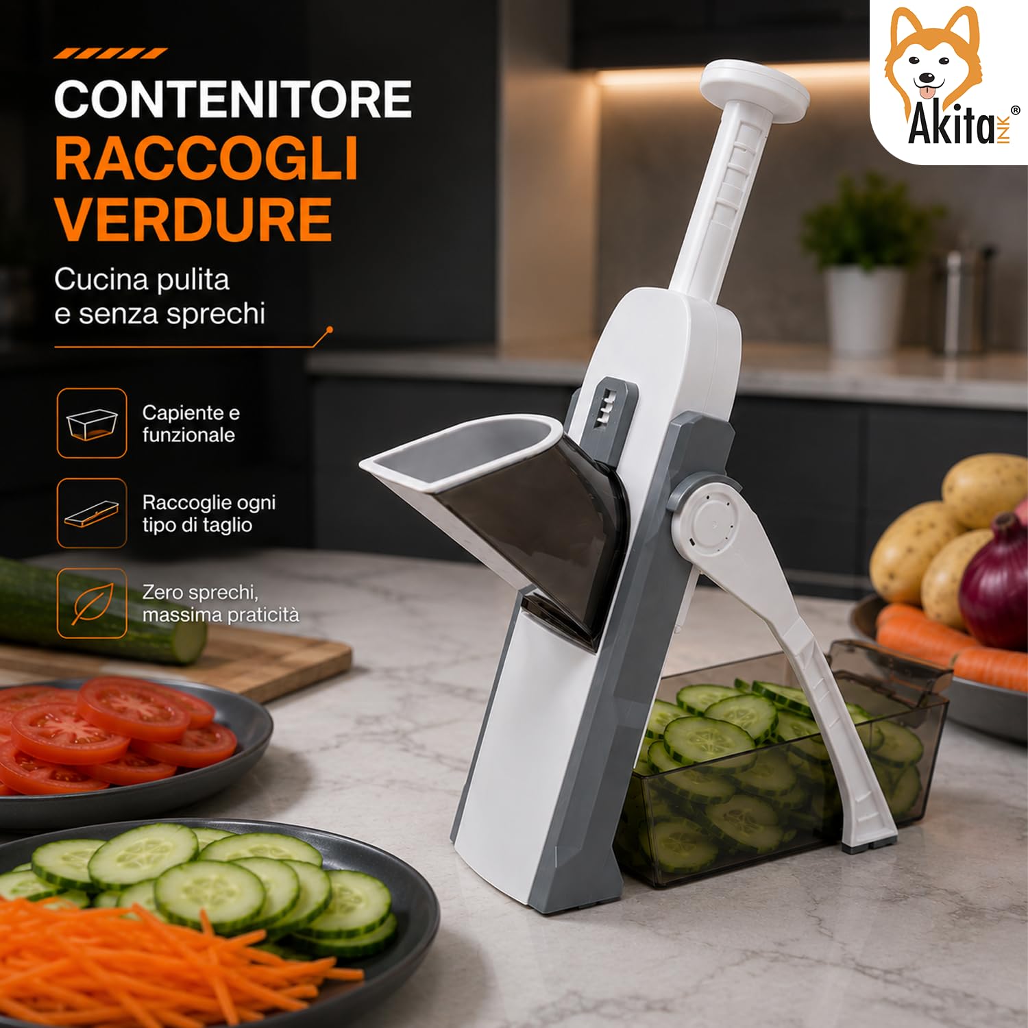 Akitaink Mandolina Verticale Manuale Spessore Regolabile