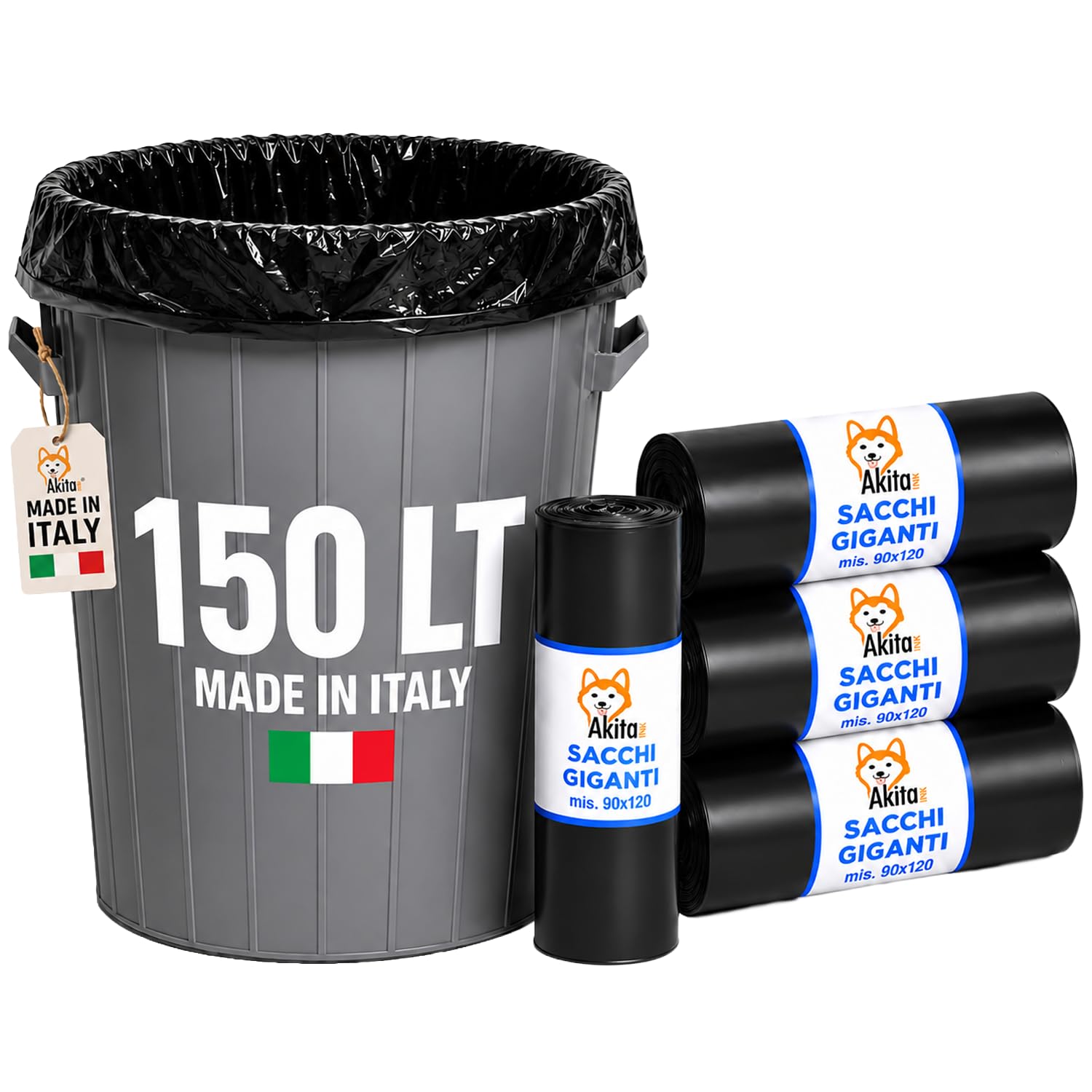 Akitaink Sacchi Neri 90x120 150 Litri 40 Pz Resistenti