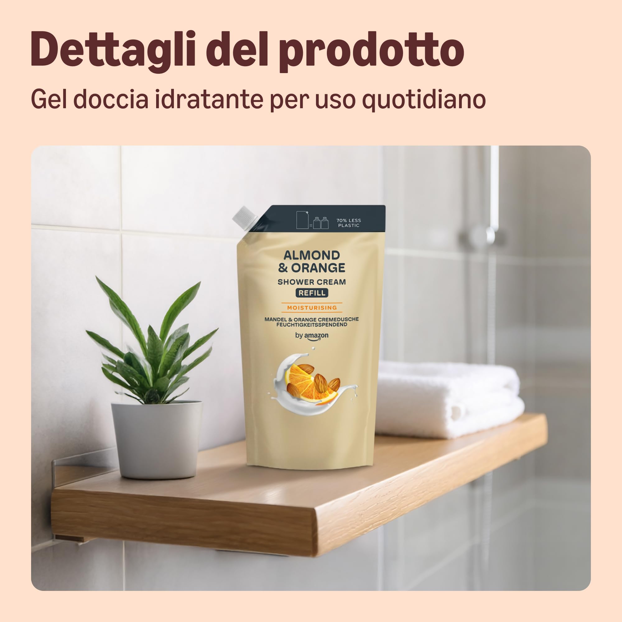 by Amazon Ricarica Gel Doccia mandorla arancia 2 x 1 L
