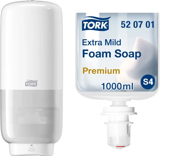 Tork S4 Dispenser Sapone Schiuma Bianco + Ricarica 1 L Delicato