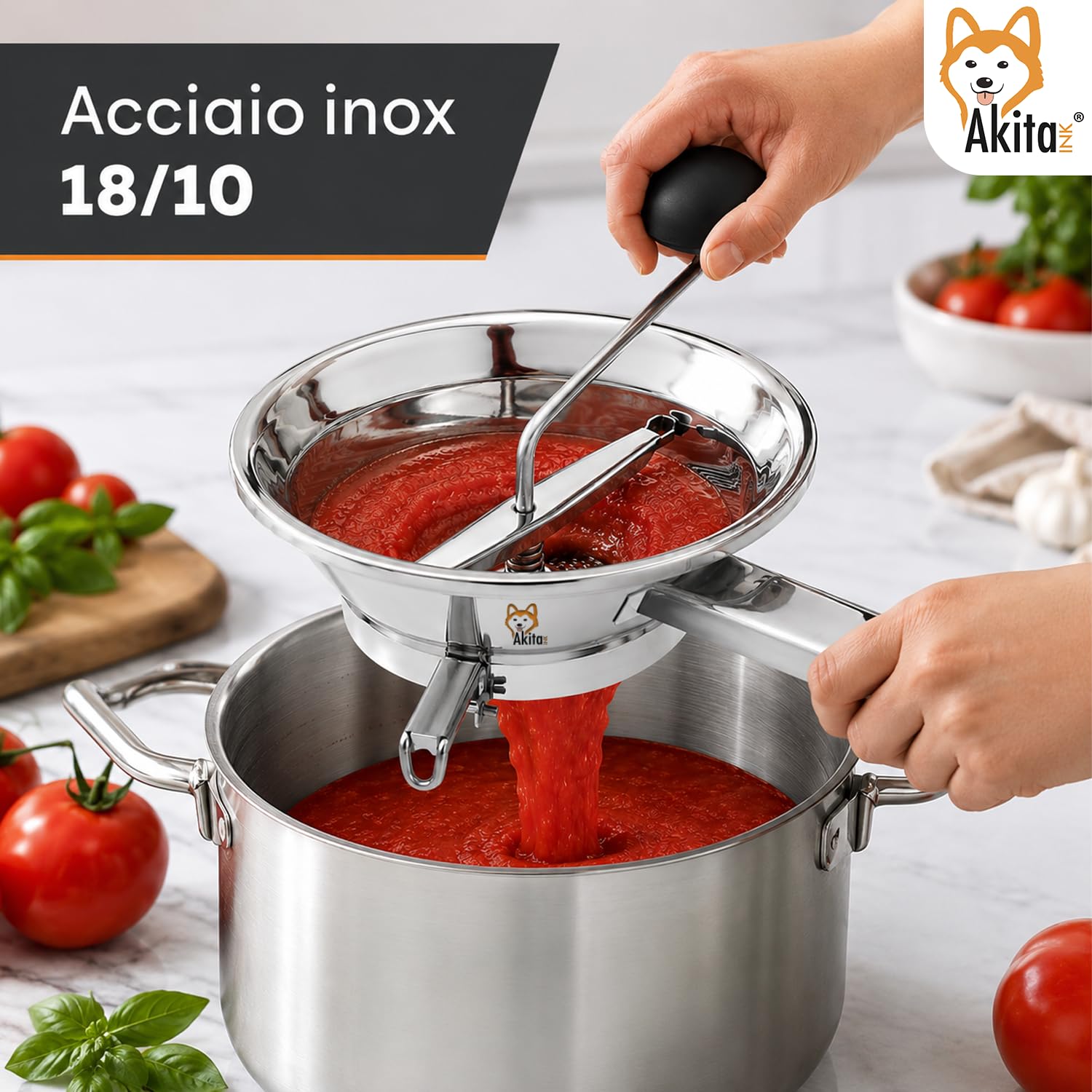 Akitaink Passatutto Acciaio Inox 20 cm 3 Filtri