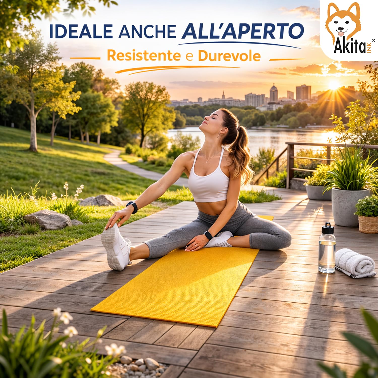 Akitaink tappetino yoga antiscivolo 175x60 cm 4 mm