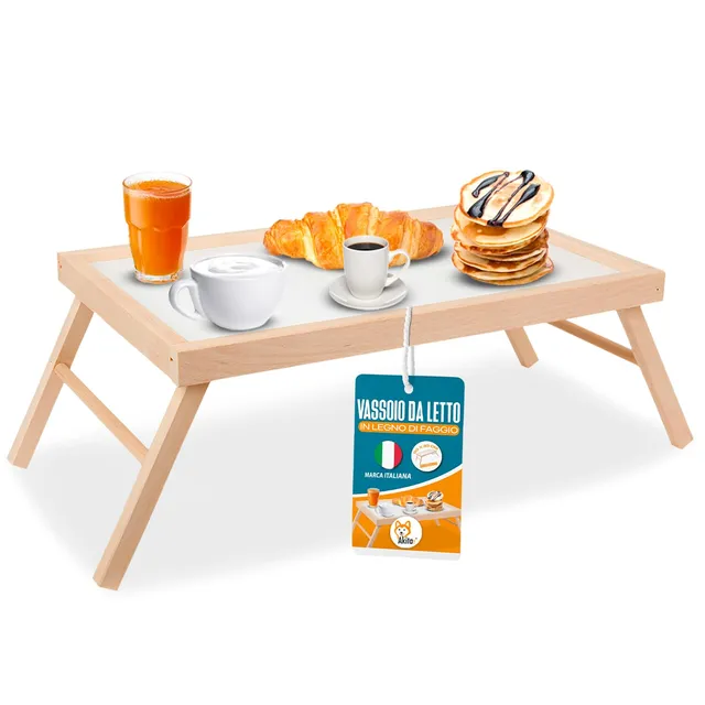 Akitaink vassoio colazione letto pieghevole faggio 50x33 cm