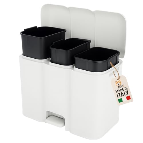 Akitaink Patty3 Pattumiera Differenziata Bianca 34 L