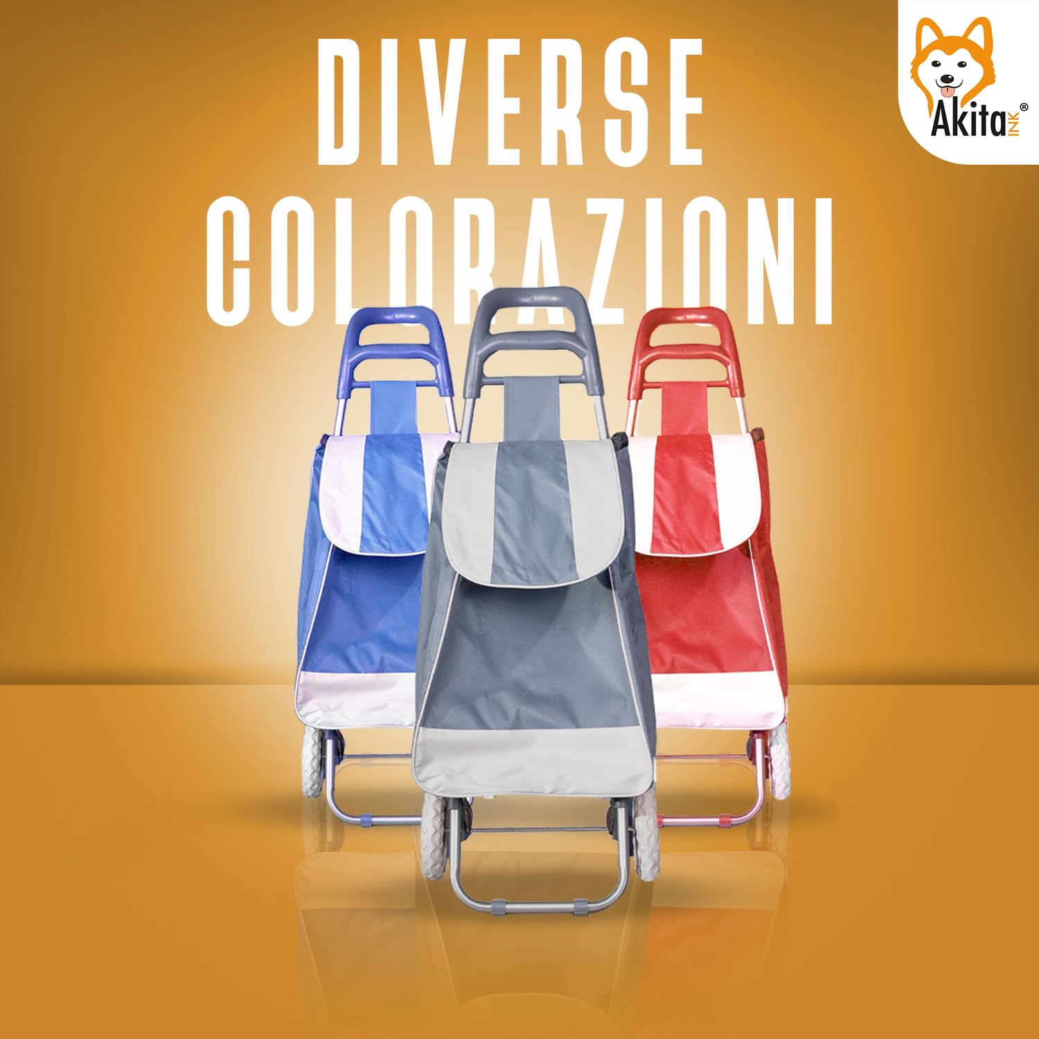 Akitaink Carrello Portaspesa 42L Trolley Antipioggia con Zip