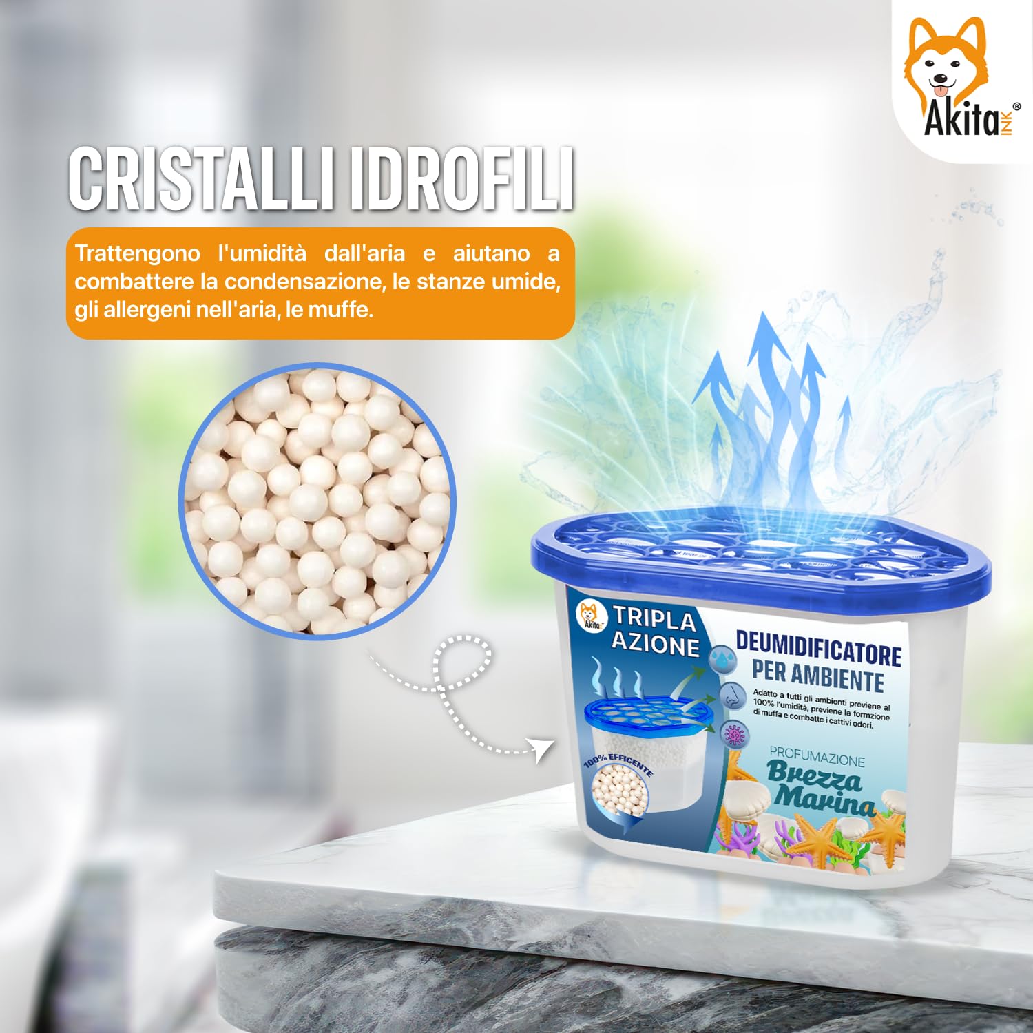 Akitaink Assorbiumidità 500 ml 6 pezzi profumati anti muffa