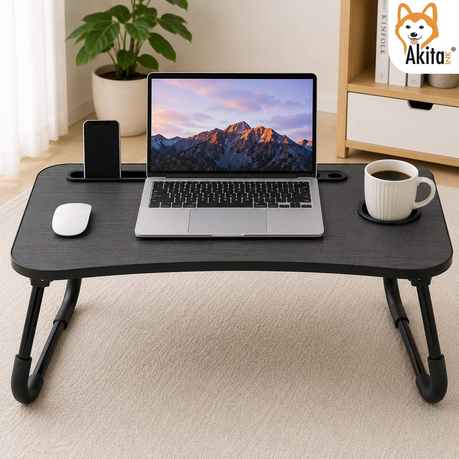 Akitaink tavolino pieghevole laptop nero 60x40x26 cm