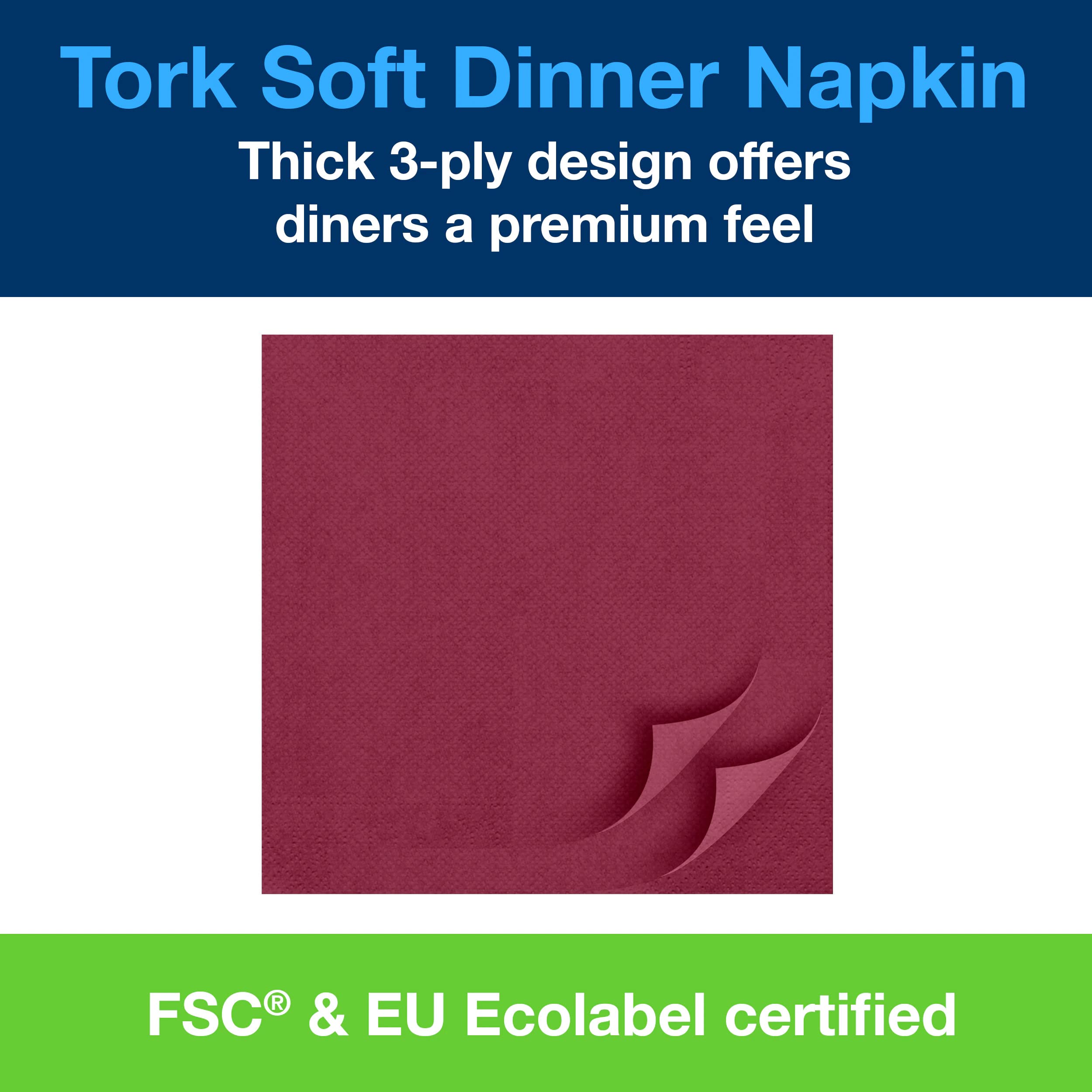 Tork Dinner Soft 477618 tovaglioli bordeaux 1200 pz 3 veli