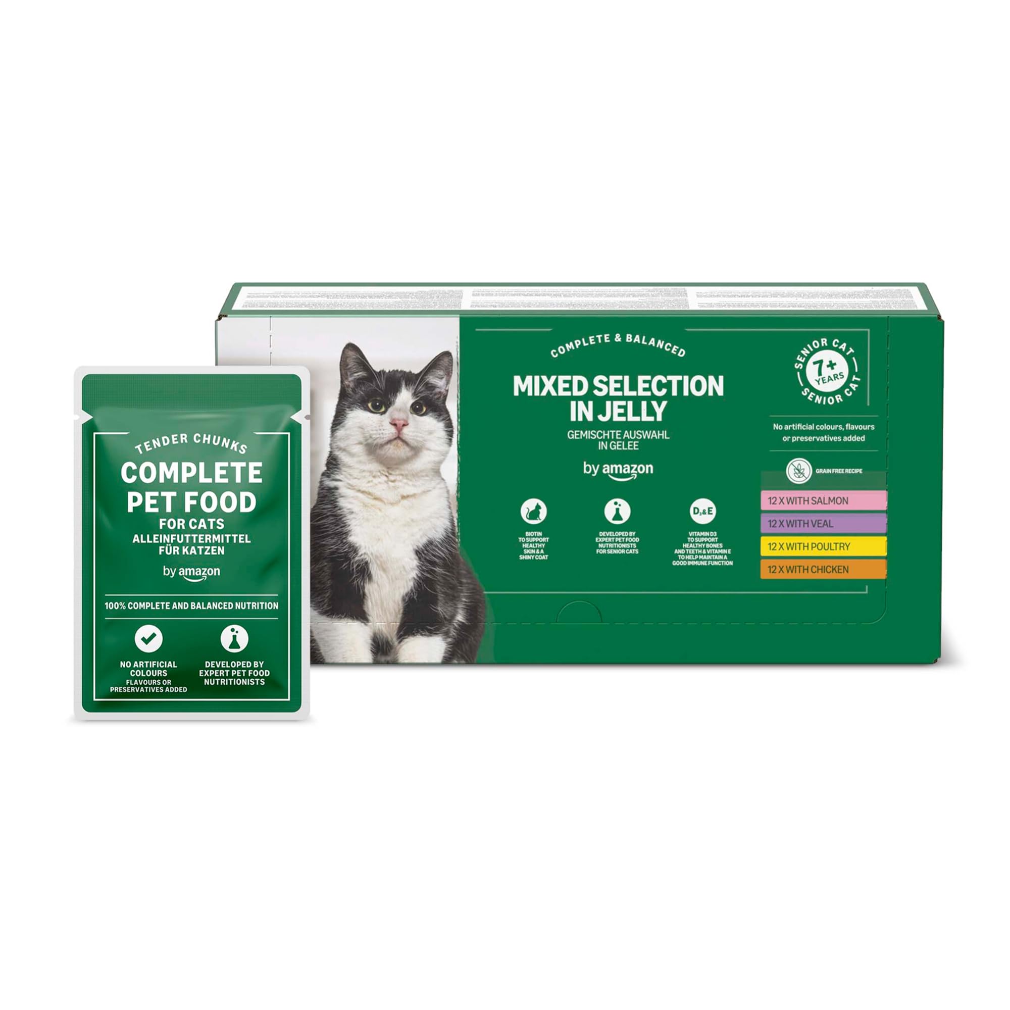 by Amazon Alimento Gatti Anziani Gelatina 48x100 g