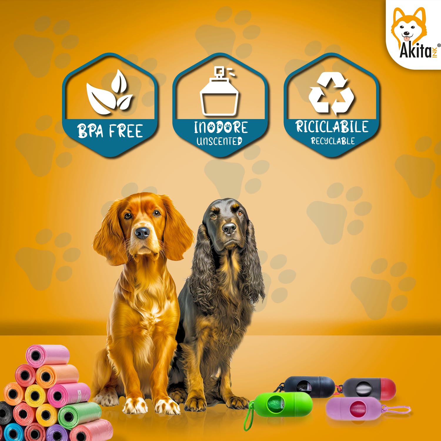 Akitaink Sacchetti Cane Colorati 360 pezzi Anti-perdita