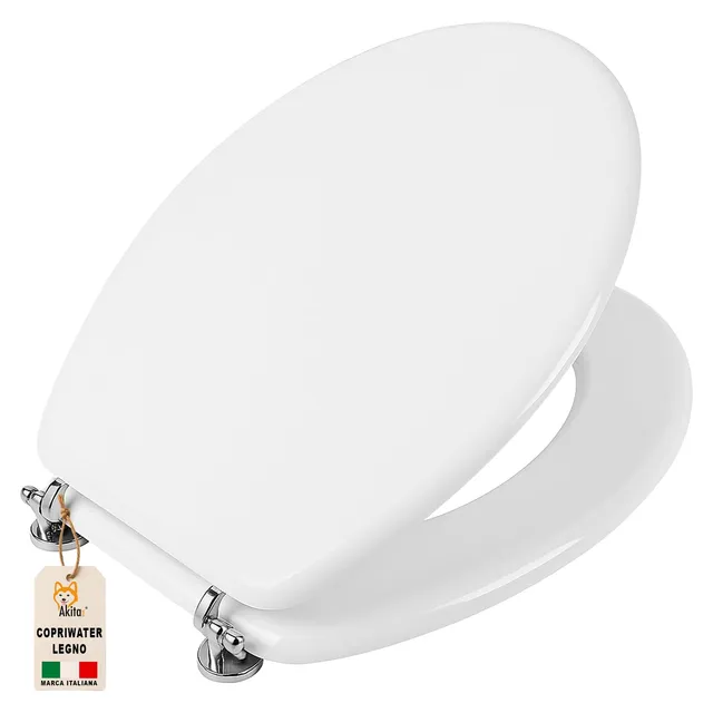 Akitaink copriwater universale legno MDF bianco