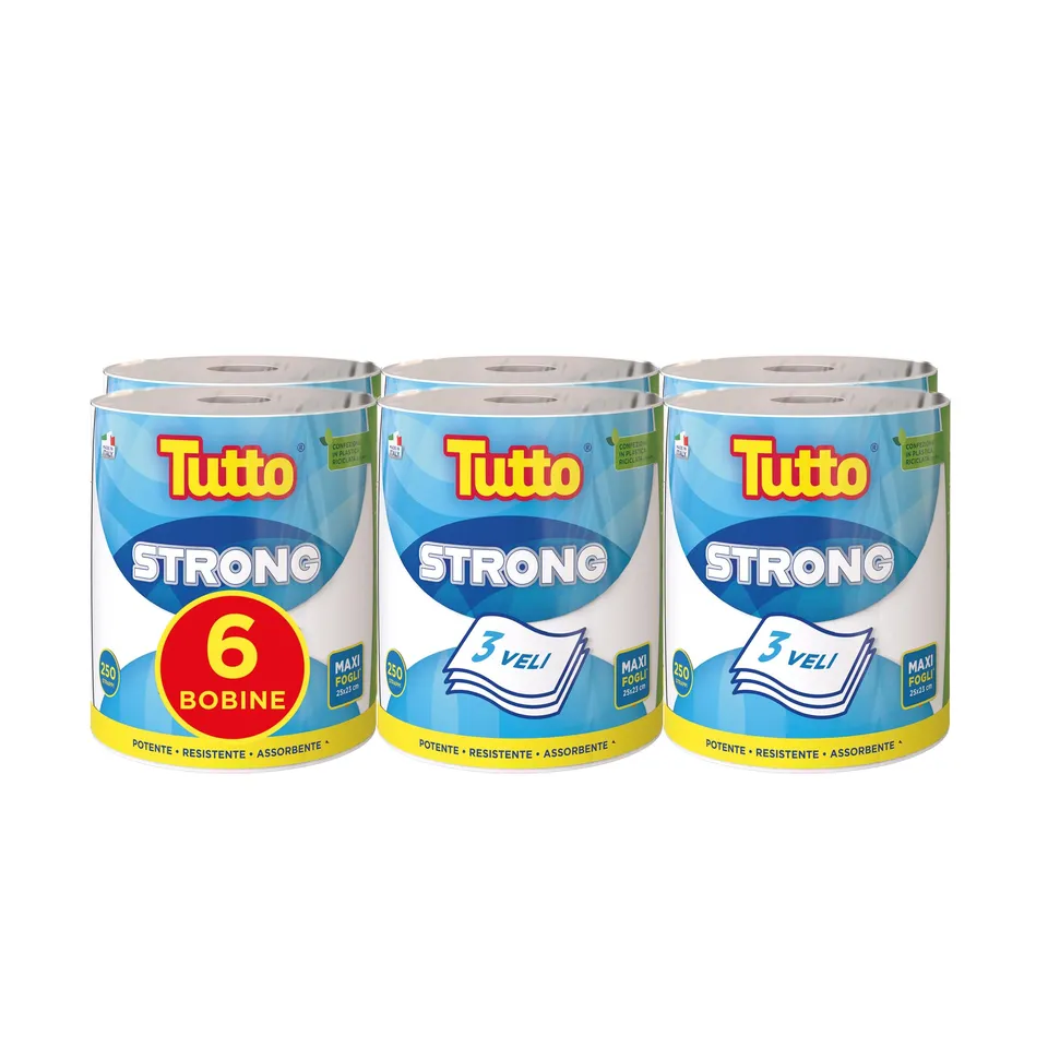 Tutto Strong Carta Multiuso 6 Rotoli 250 Strappi 3 Veli