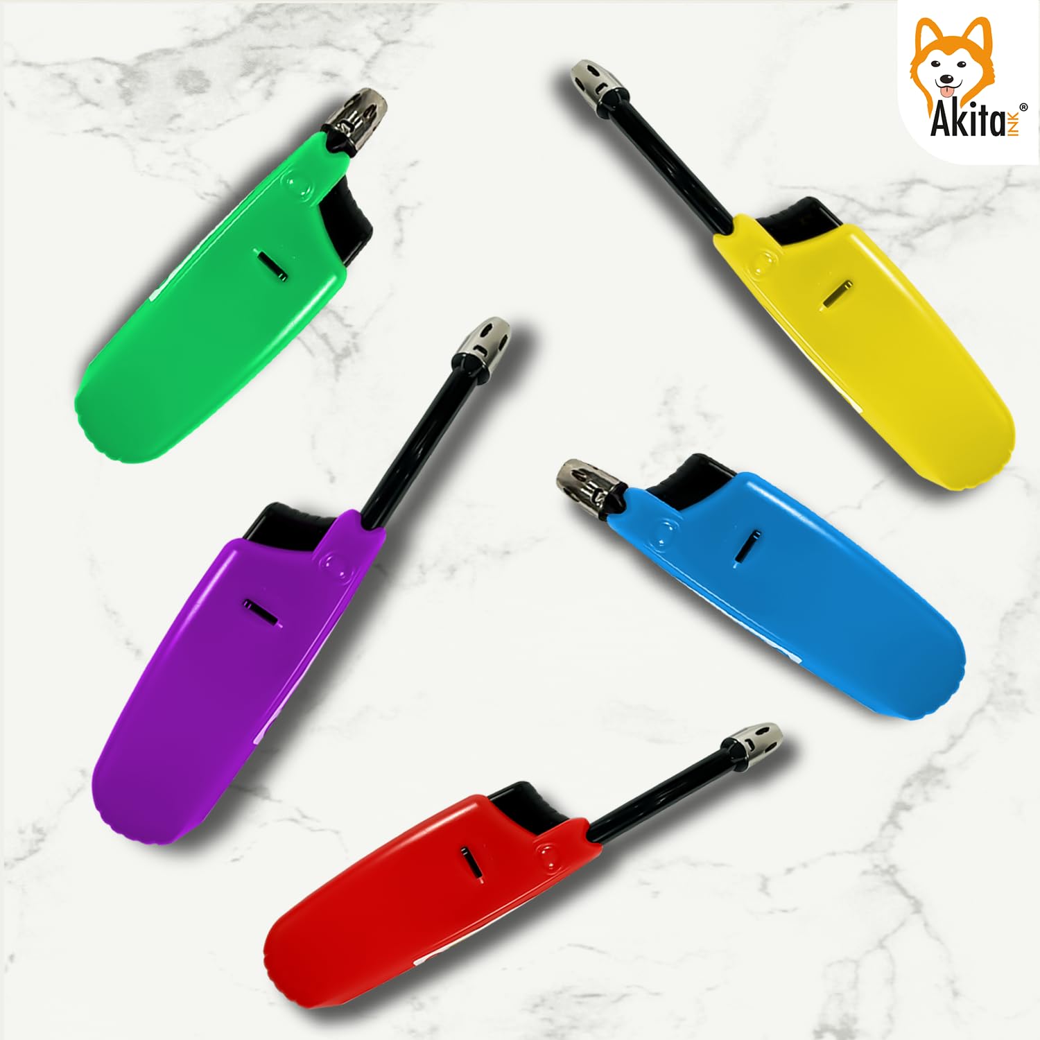 Akitaink accendini lunghi ricaricabili box 25 pz assortiti