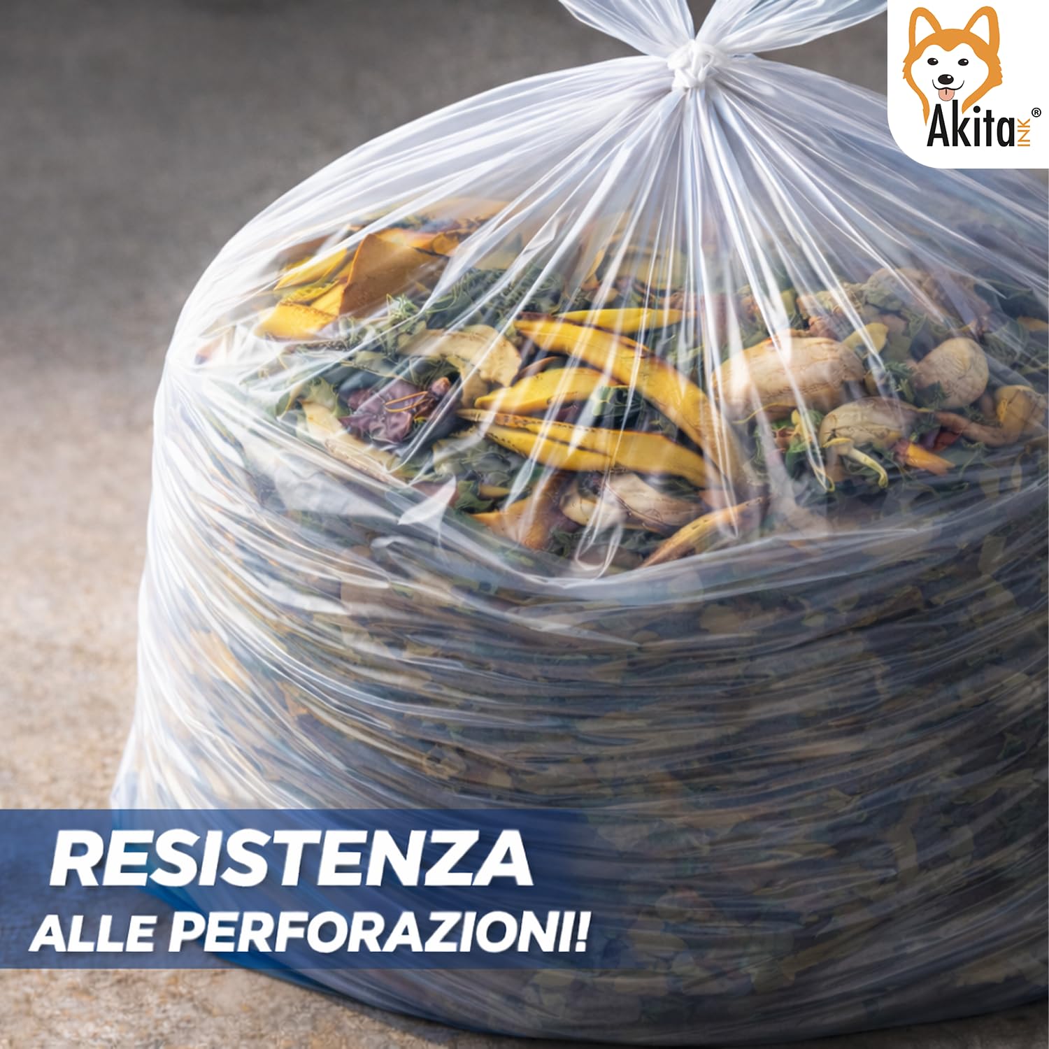 Akitaink 40x55 sacchetti spazzatura con manici 180 pz trasparenti