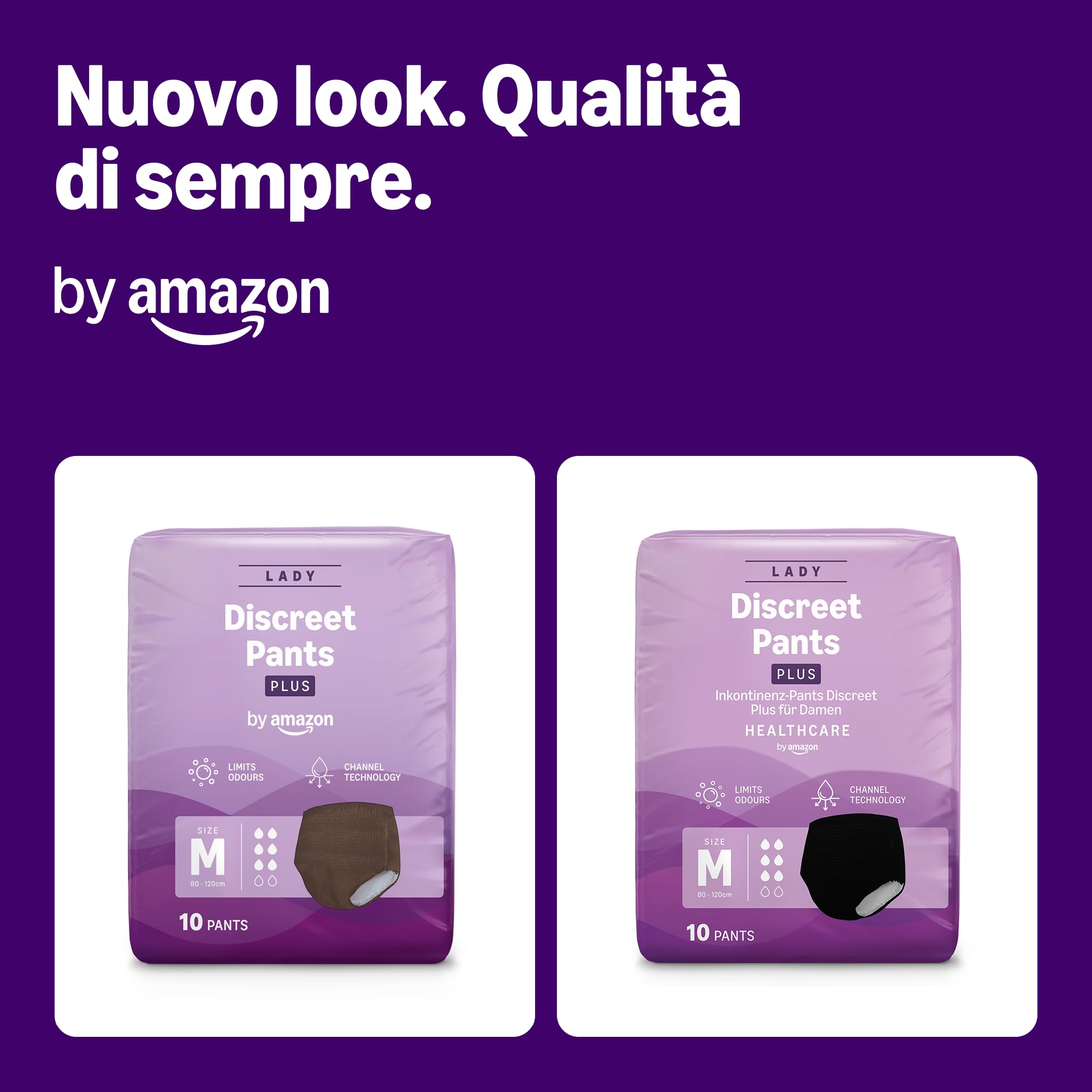by Amazon Plus slip assorbente donna M nero 40 pezzi