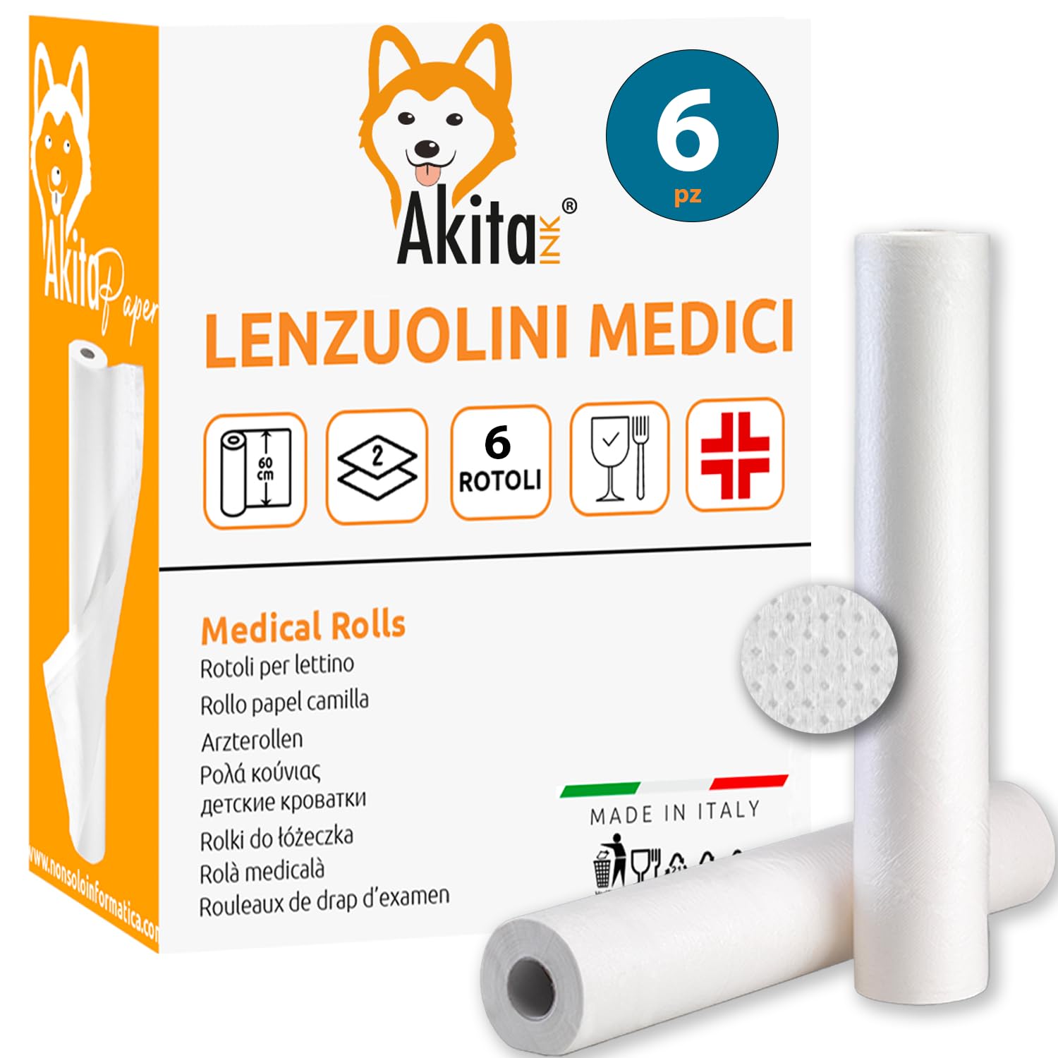 Akitaink carta lettino 2 veli 6 rotoli pura cellulosa