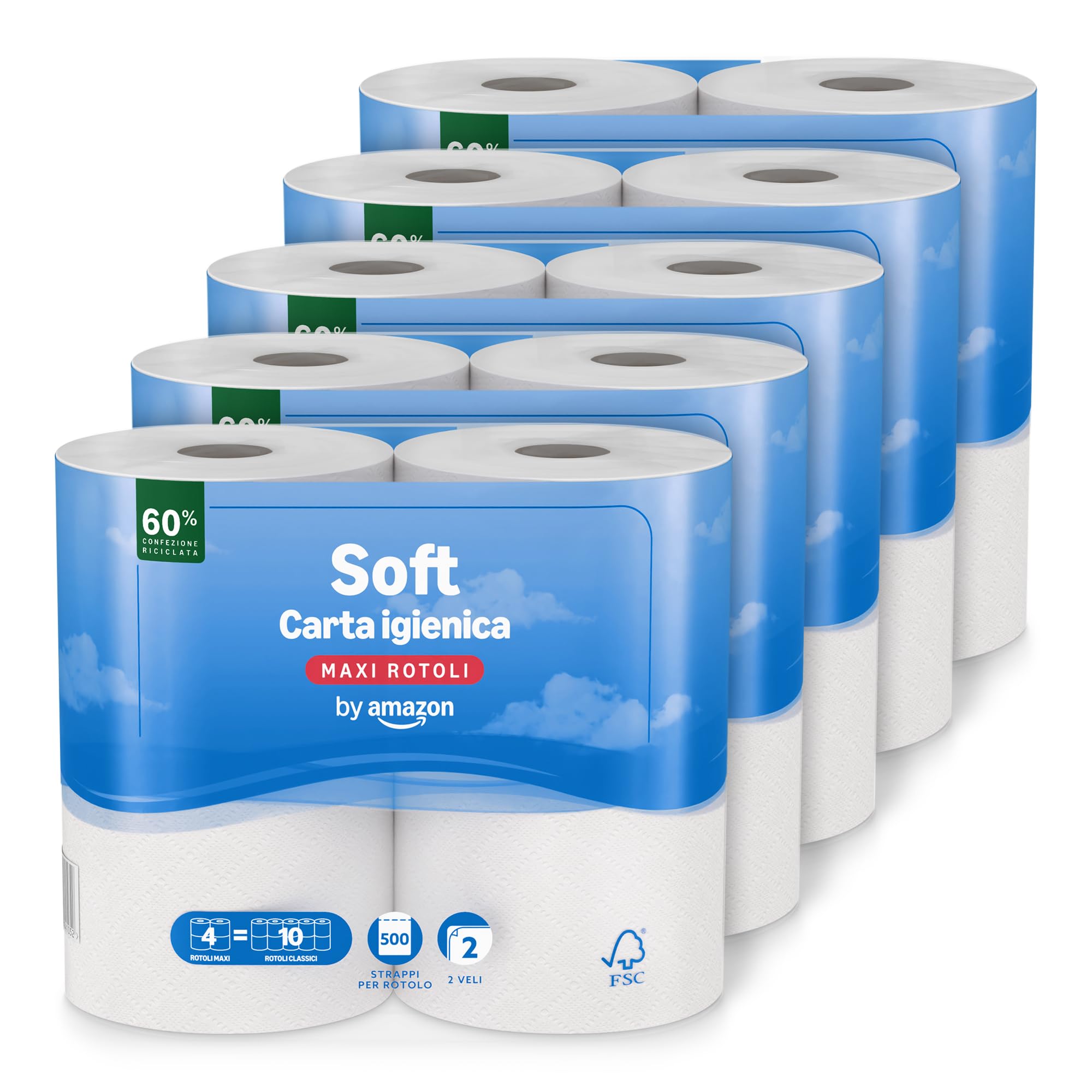 by Amazon Carta Igienica Maxi Rotolo 2 Veli 20 Rotoli