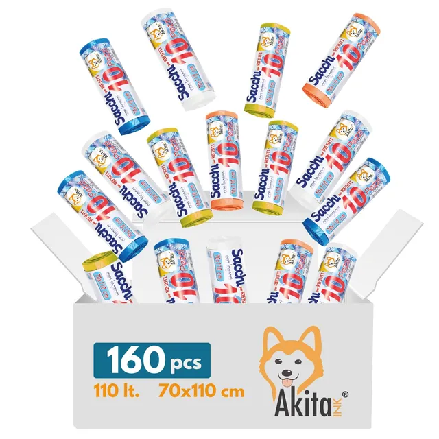 Akitaink sacchi spazzatura 70x110 cm 110 L 160 pz 4 colori