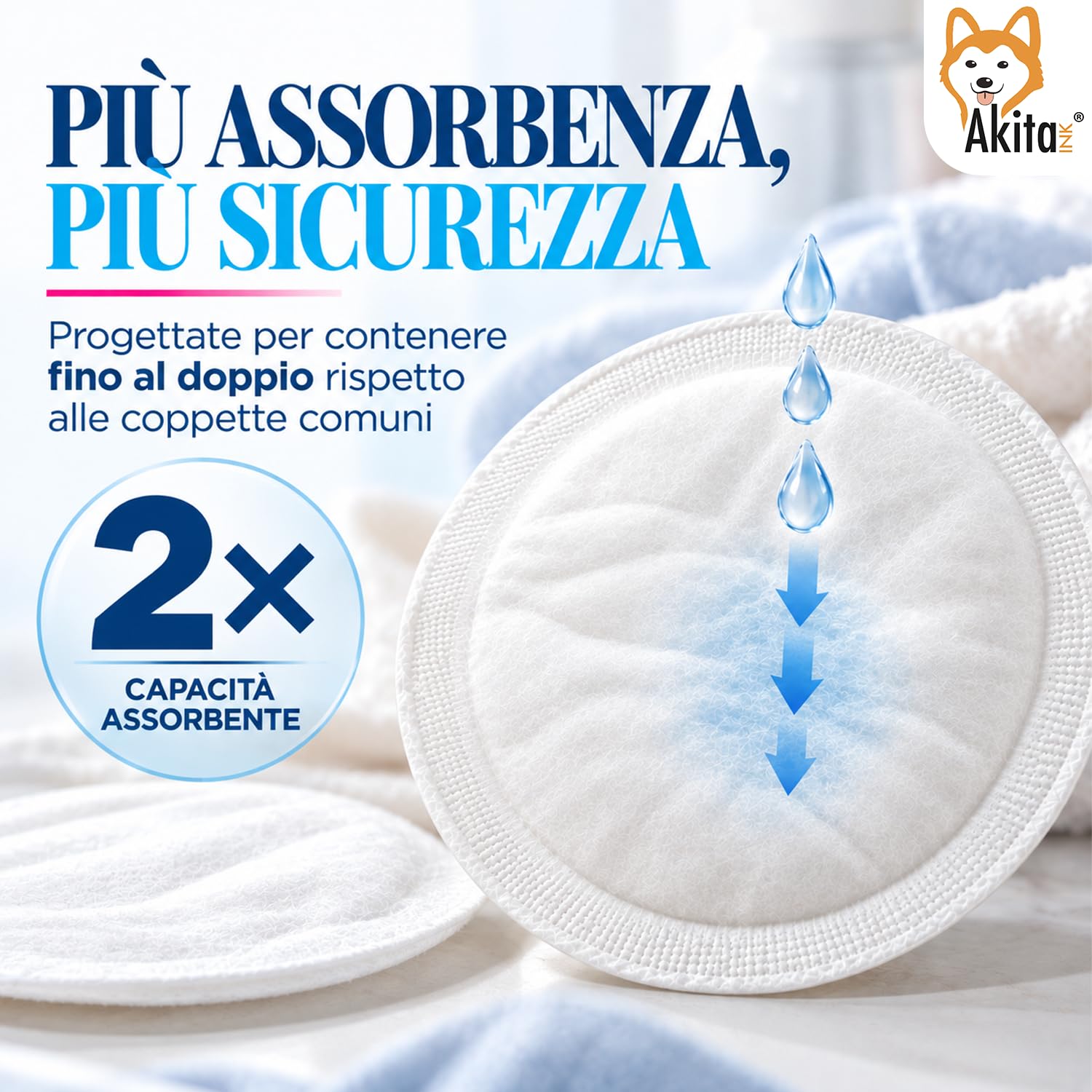 Akitaink coppette assorbilatte 120 pezzi assorbenti