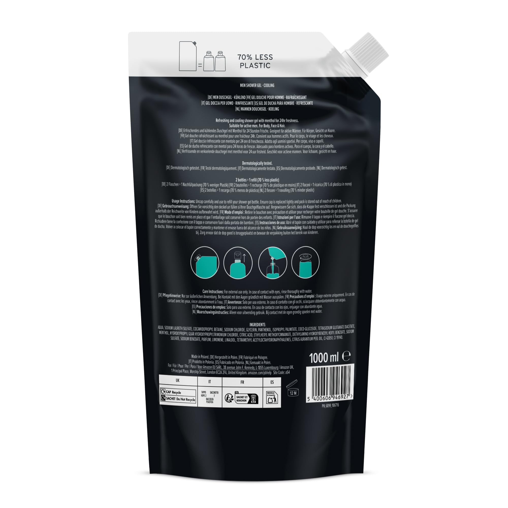 by Amazon Sport Gel Doccia Uomo 3in1 Ricarica 2x1000 ml