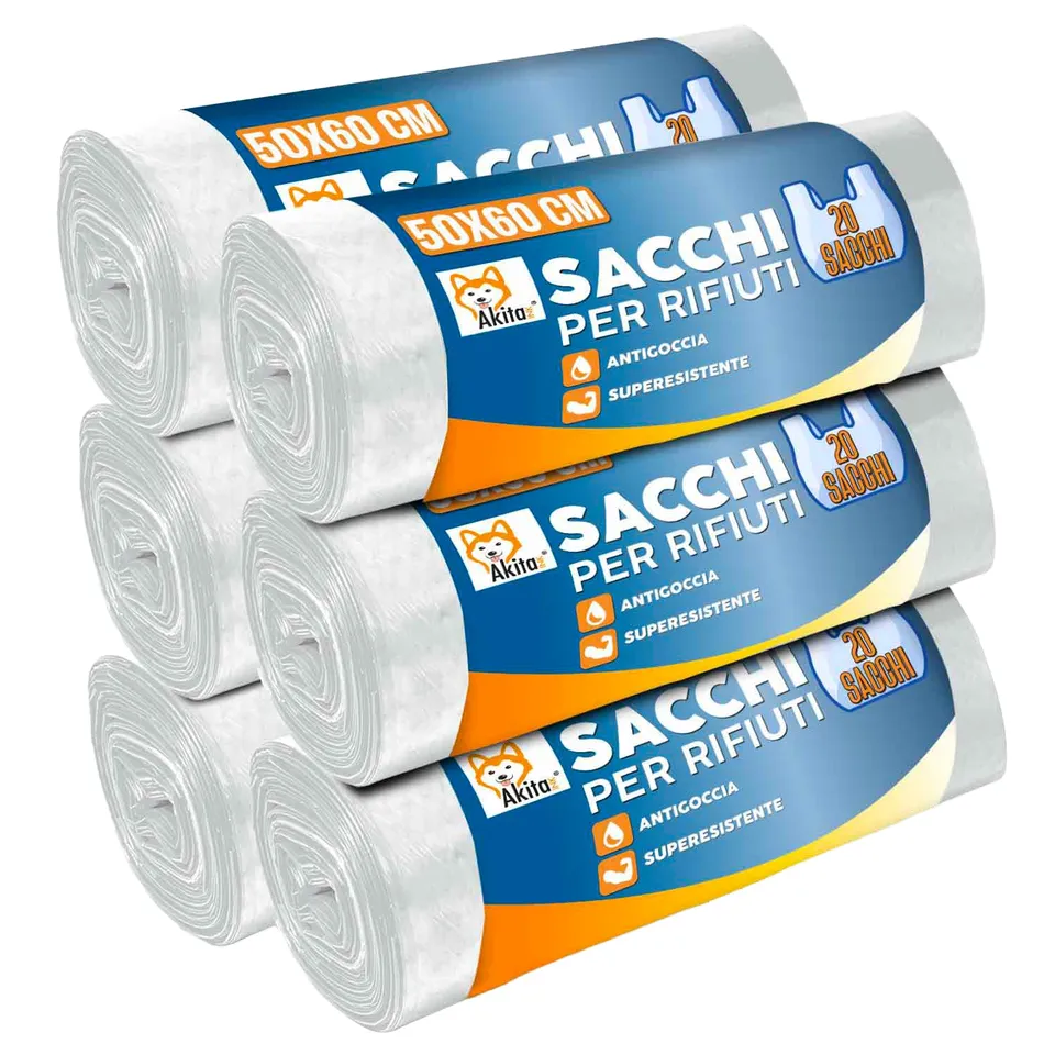 Akitaink Sacchi Spazzatura Trasparenti 30 L Resistenti