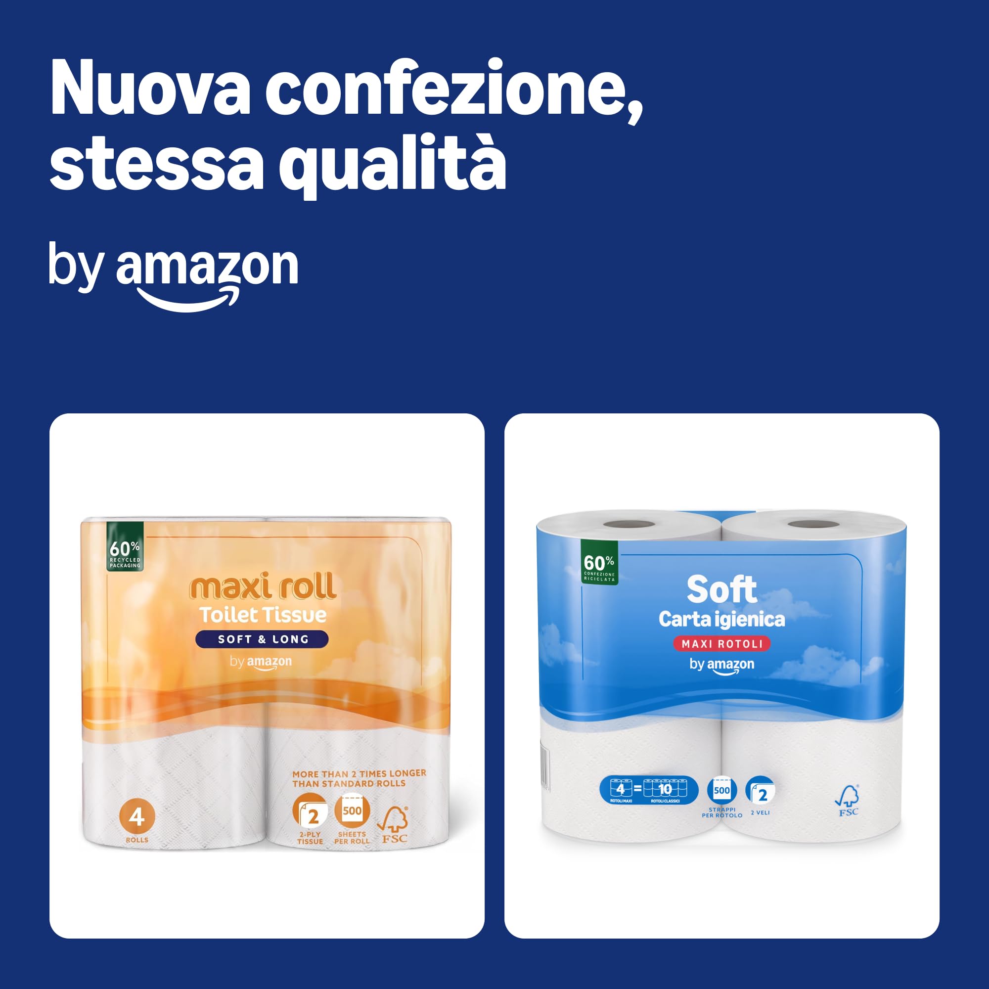 by Amazon Carta Igienica Maxi Rotolo 2 Veli 20 Rotoli