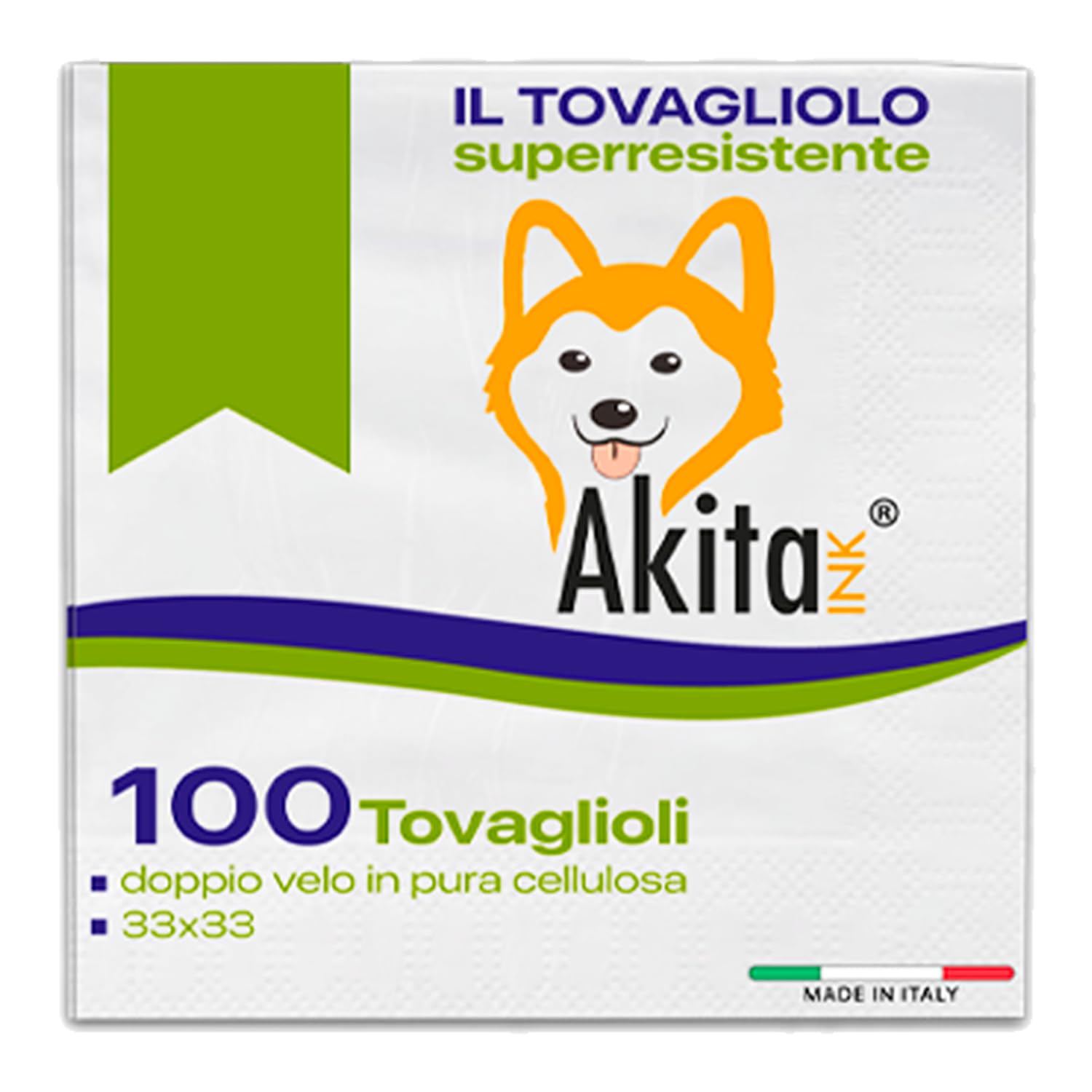 Akitaink Tovaglioli 2 veli decorati 1000 pezzi pura cellulosa