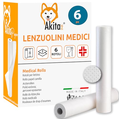 Akitaink rotolo carta lettino 60 cm 6 rotoli monouso morbido
