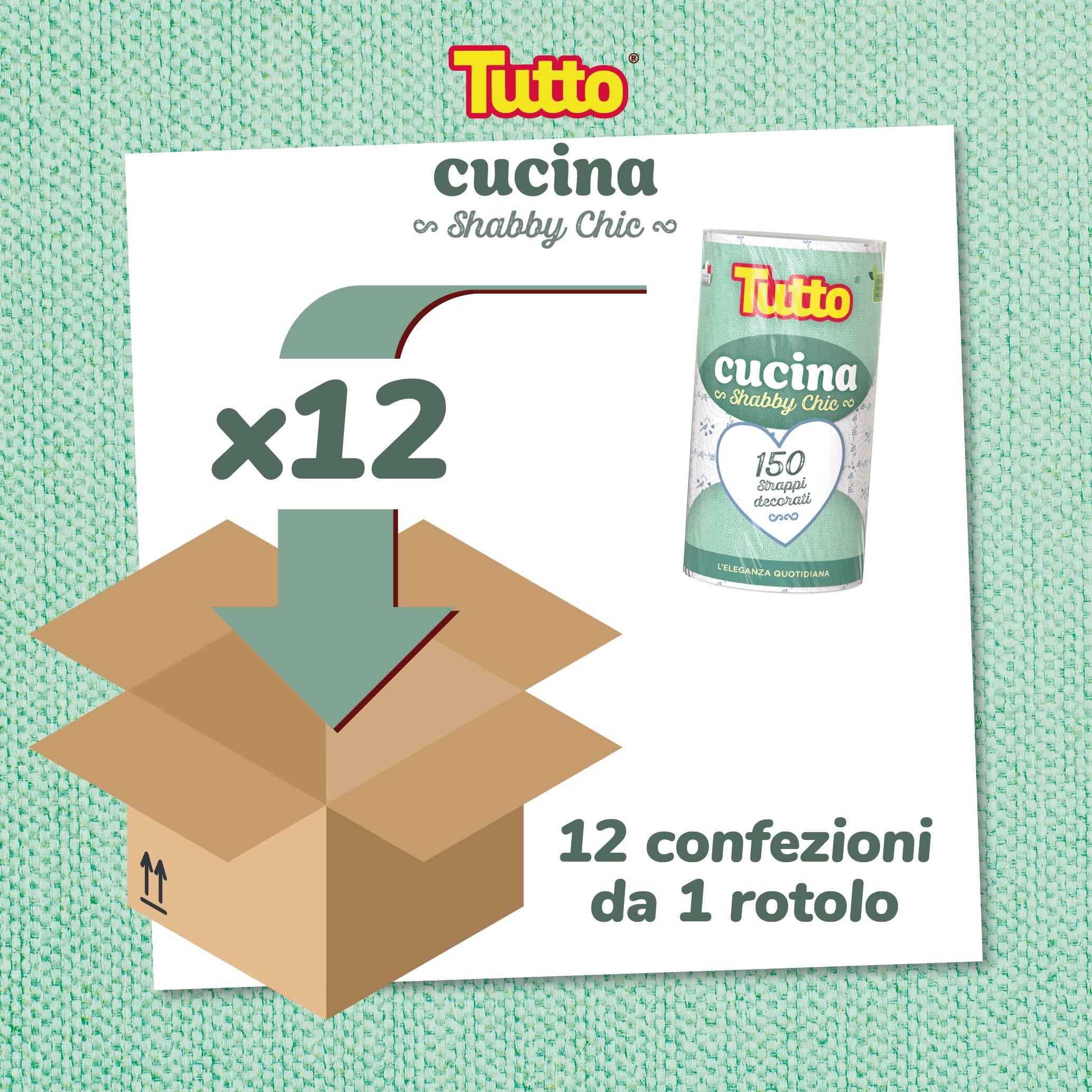Tutto Shabby Chic carta cucina 12 rotoli 150 strappi