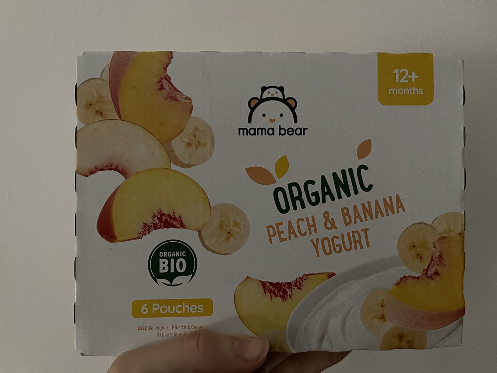 Mama Bear yogurt bio pesca banana 6 pouch x 90 g vegetariano