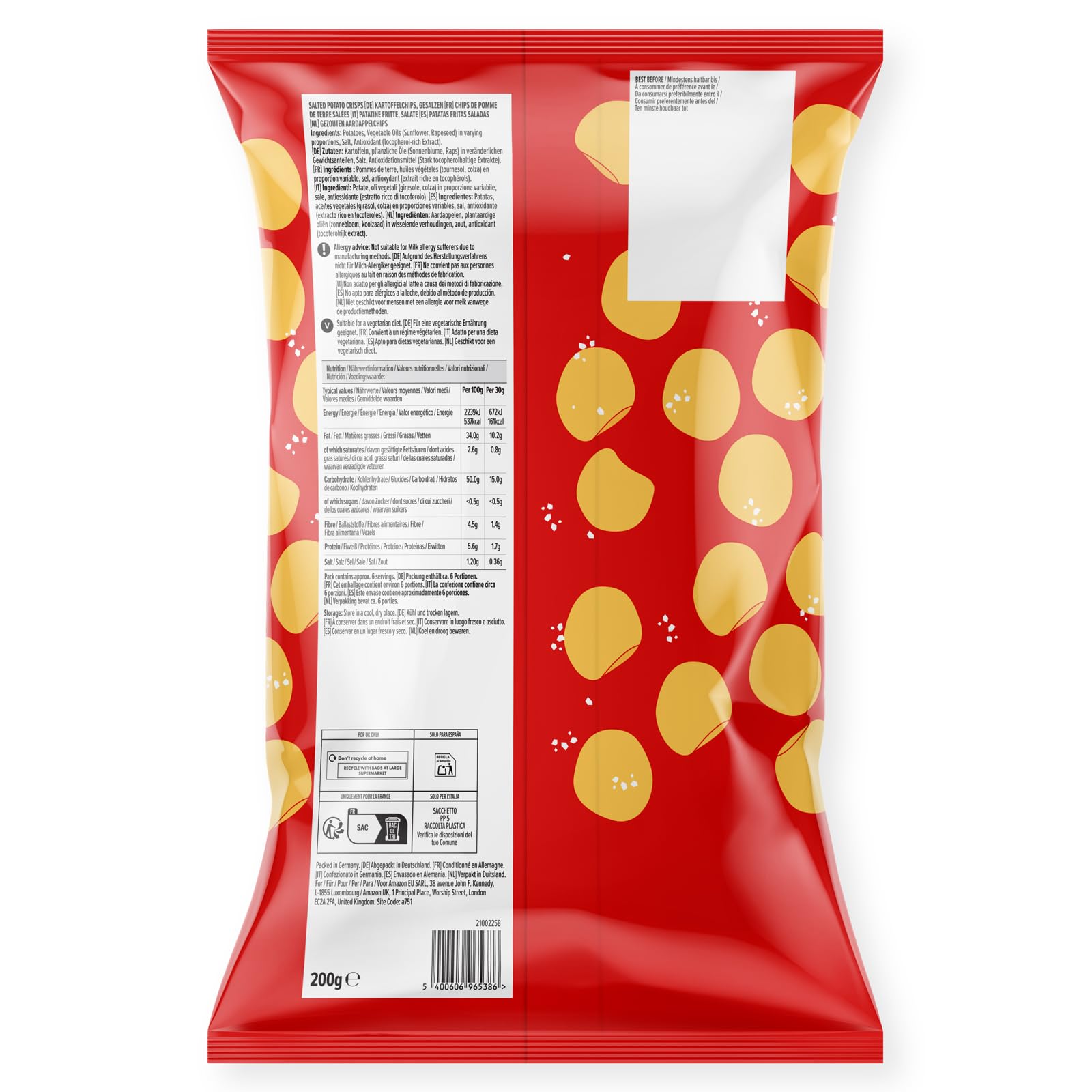 by Amazon Patatine Fritte Salate 200 g Confezione da 1 croccanti