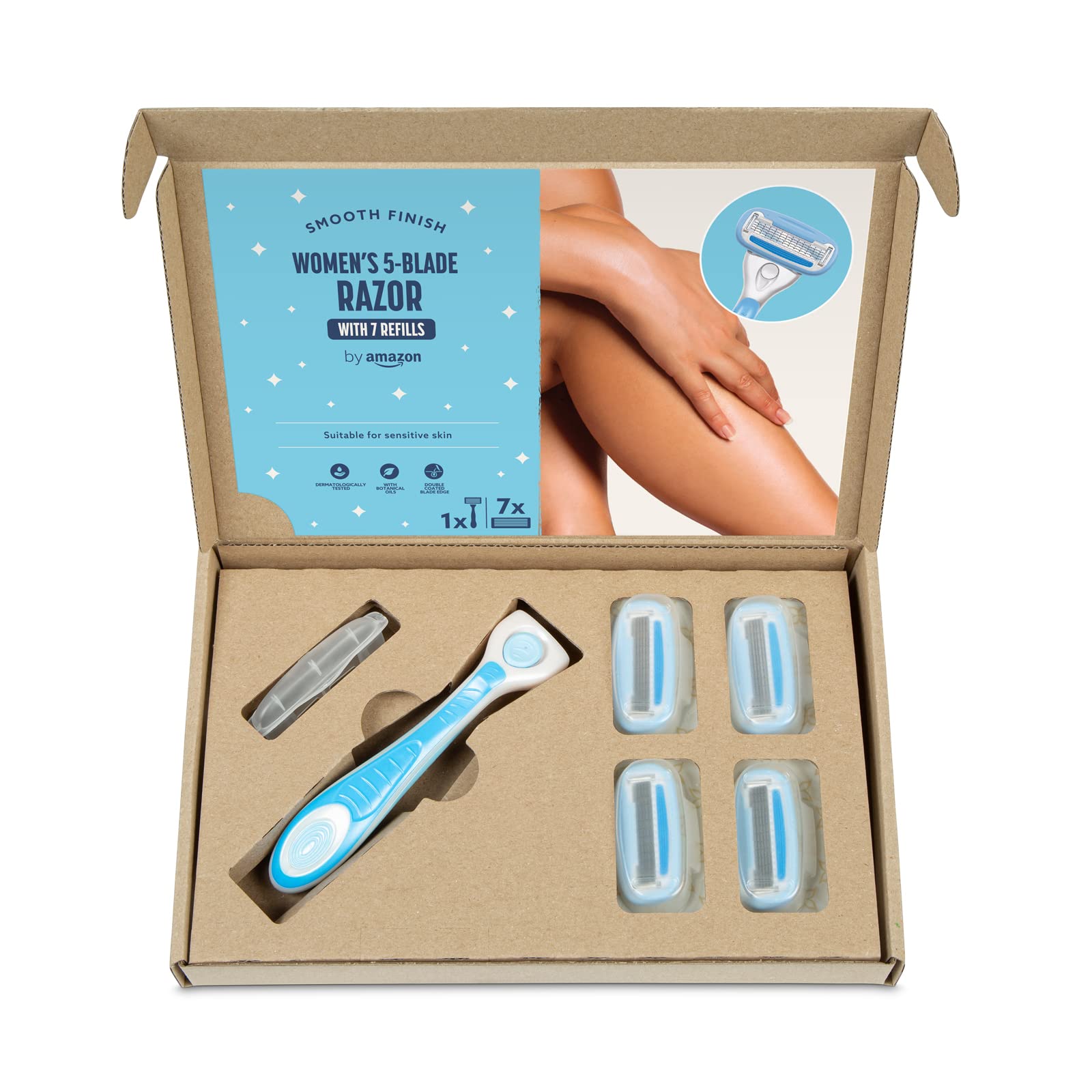 by Amazon Rasoio Donna 5 Lame + 7 Ricariche per pelli sensibili