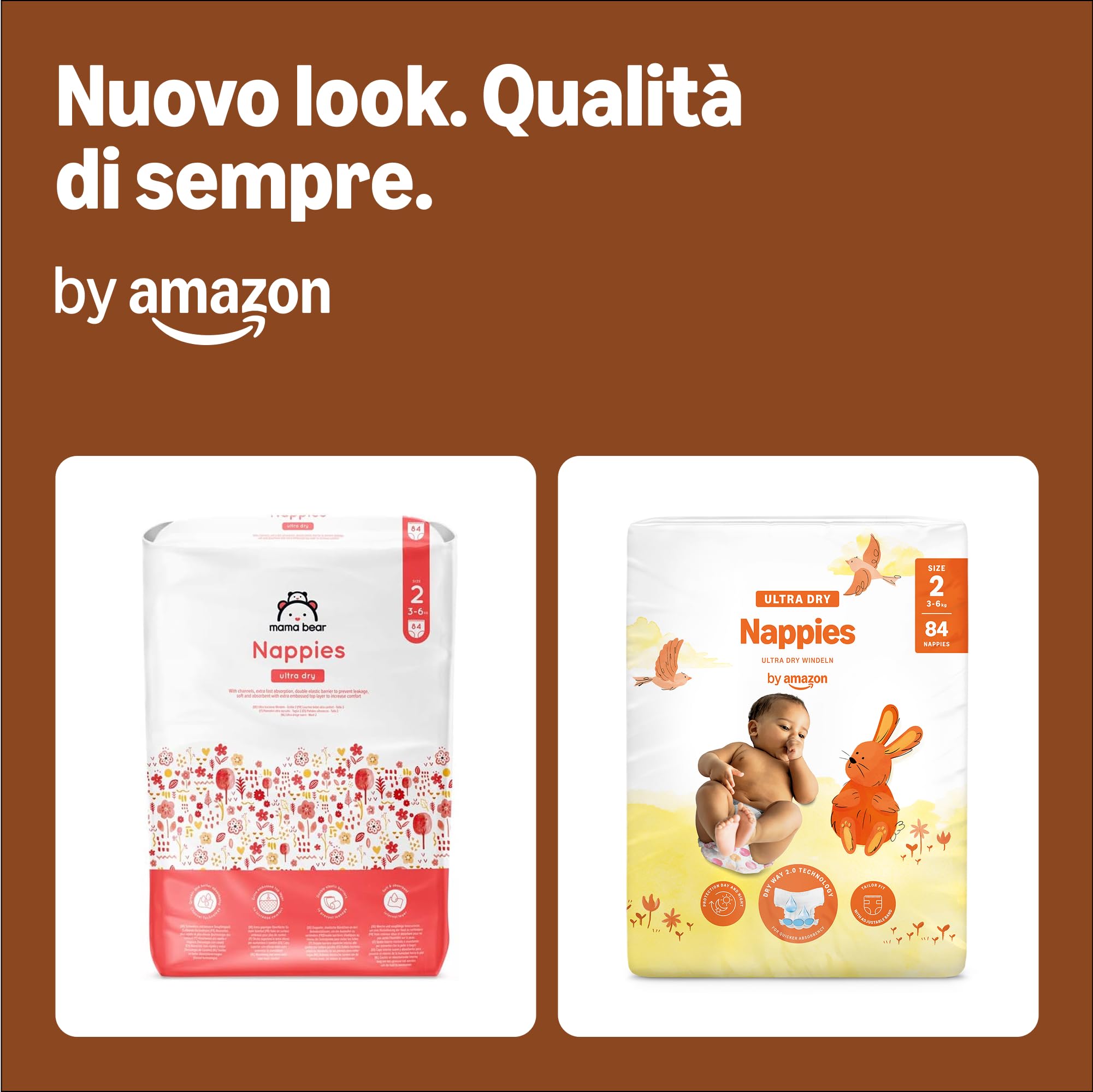 by Amazon Ultra Dry pannolini taglia 2 168 pezzi 3-6 kg