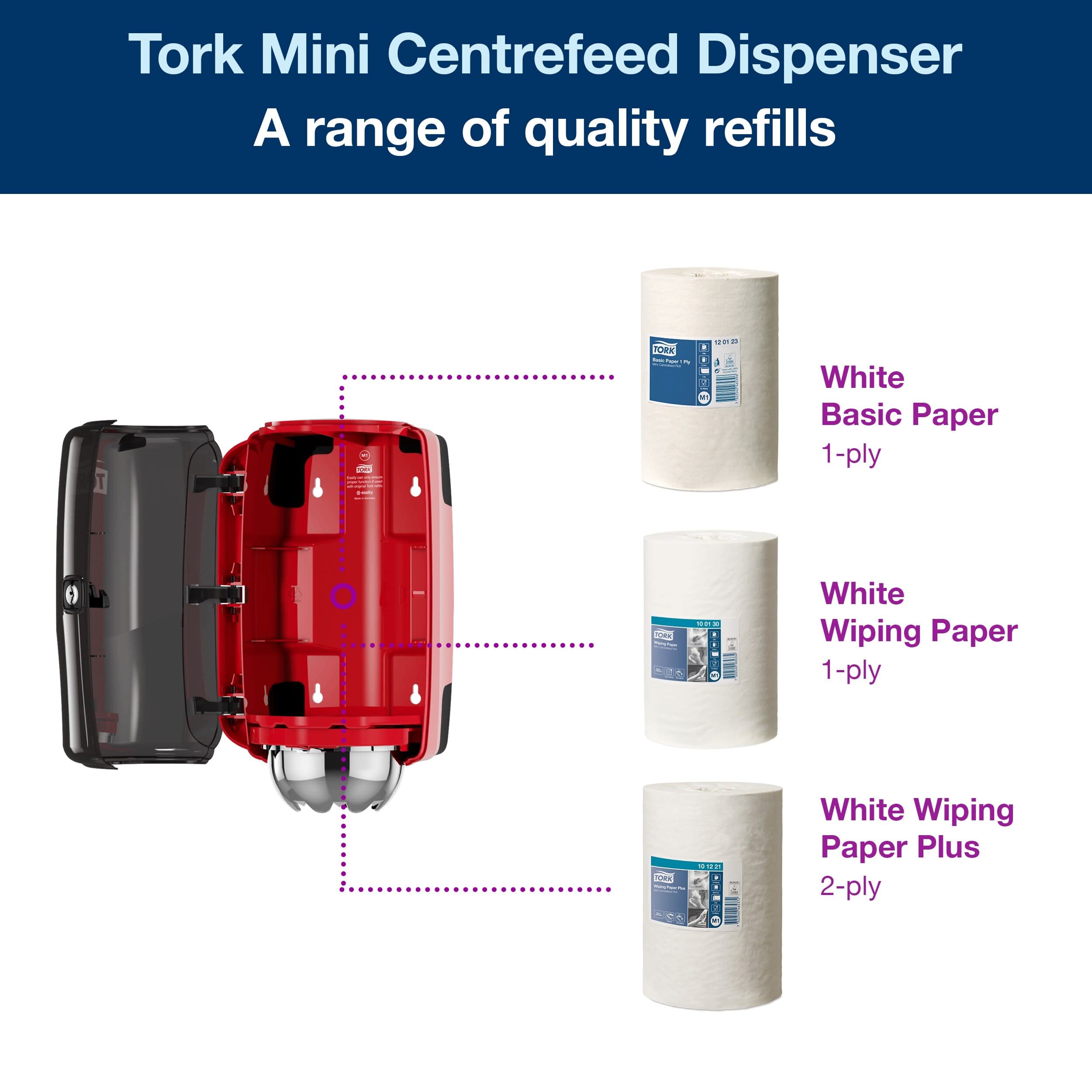 Tork Performance Mini 658008 dispenser M1 rosso 33,3 cm