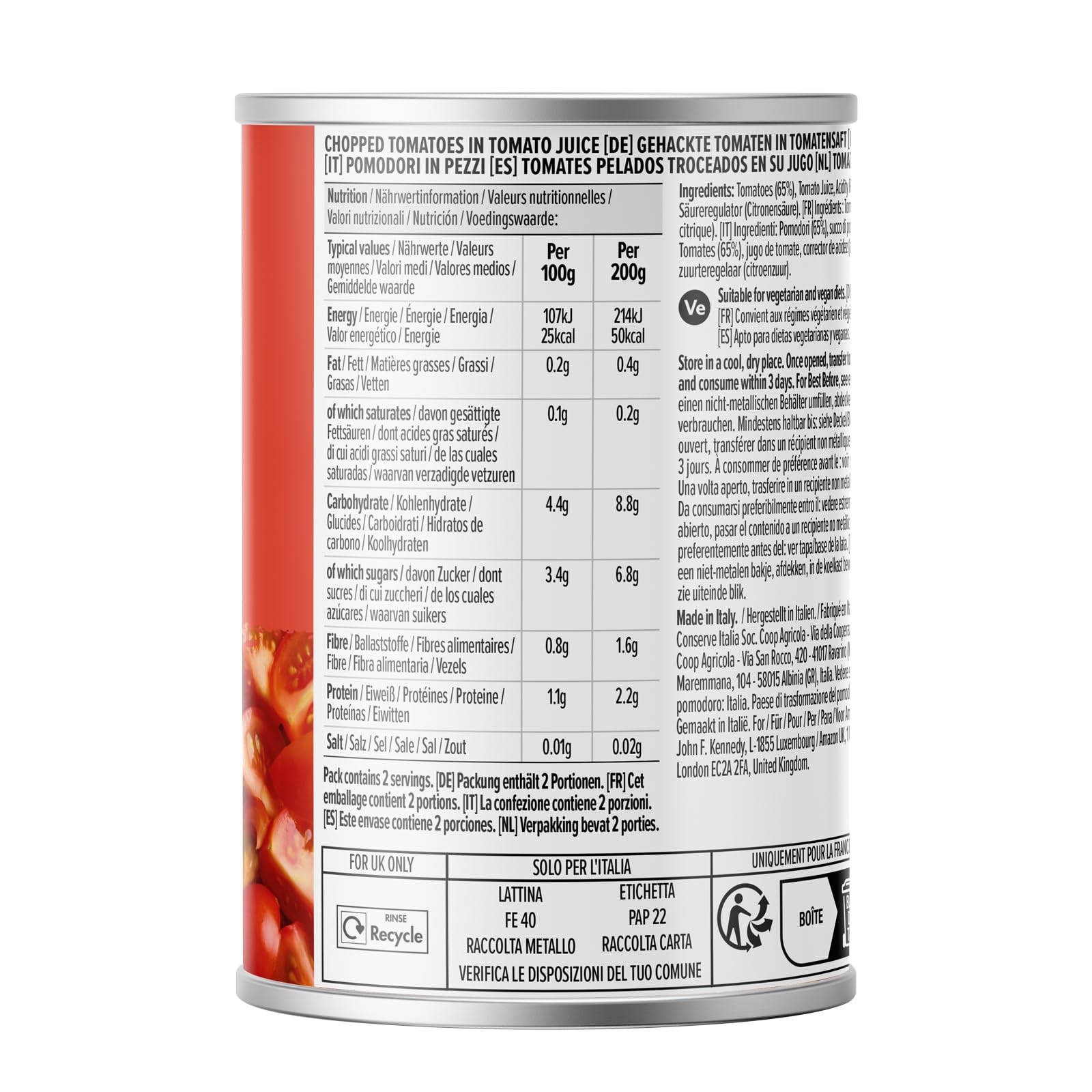 by Amazon pomodori italiani in pezzi 400g lattina
