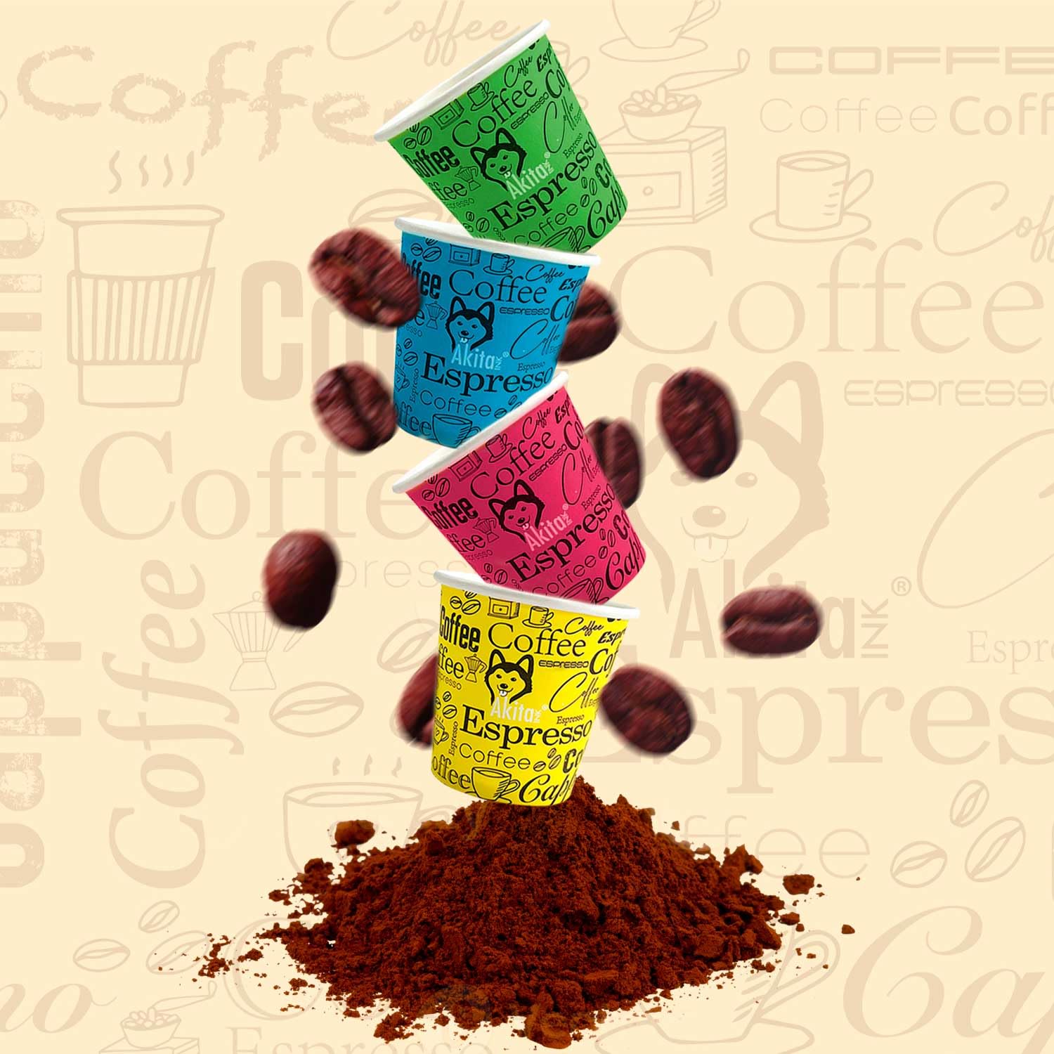 Akitaink bicchierini caffè carta 75 ml 1000 pezzi