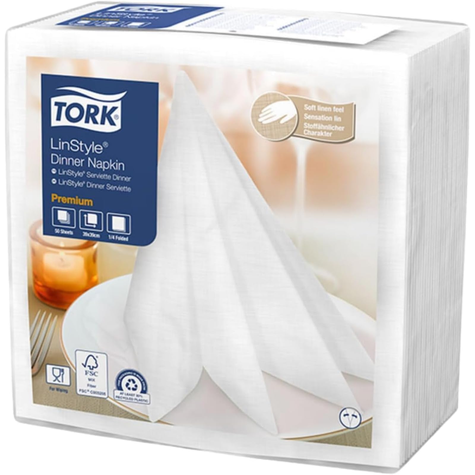 Tork LinStyle 478711 tovaglioli bianchi 39x39 600 pz monovelo