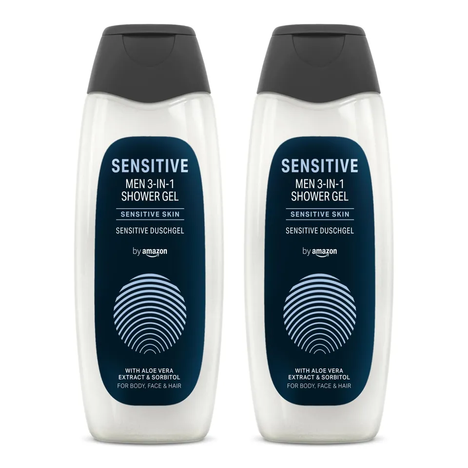 by Amazon Gel Doccia Uomo 3 in 1 Sensitive 2x500 ml